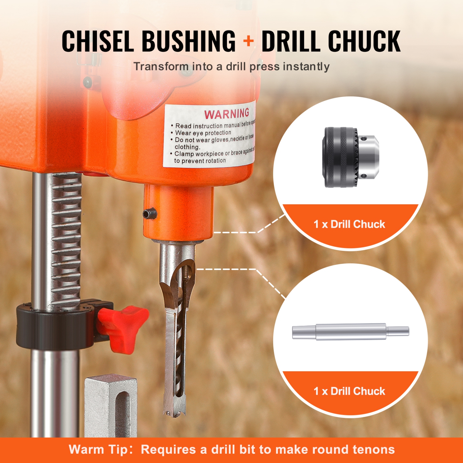 Machine à mortaises VEVOR 370&nbsp;W, machine à mortiser 1725&nbsp;tr/min 1/2 pour le travail du bois avec ciseaux en bois de 3/8-po 1/4, pour créer