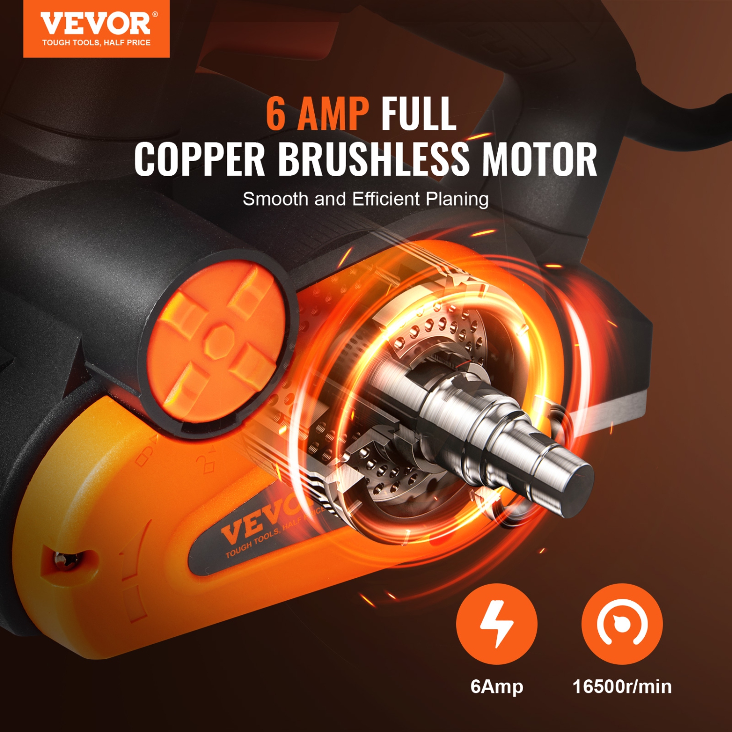 VEVOR 3-1/4" width Corded Electric Hand Planer, 16500 RPM High-Speed Powerful Electric Handheld Planers for Woodworking, Wood Chamfer DIY, Smooth