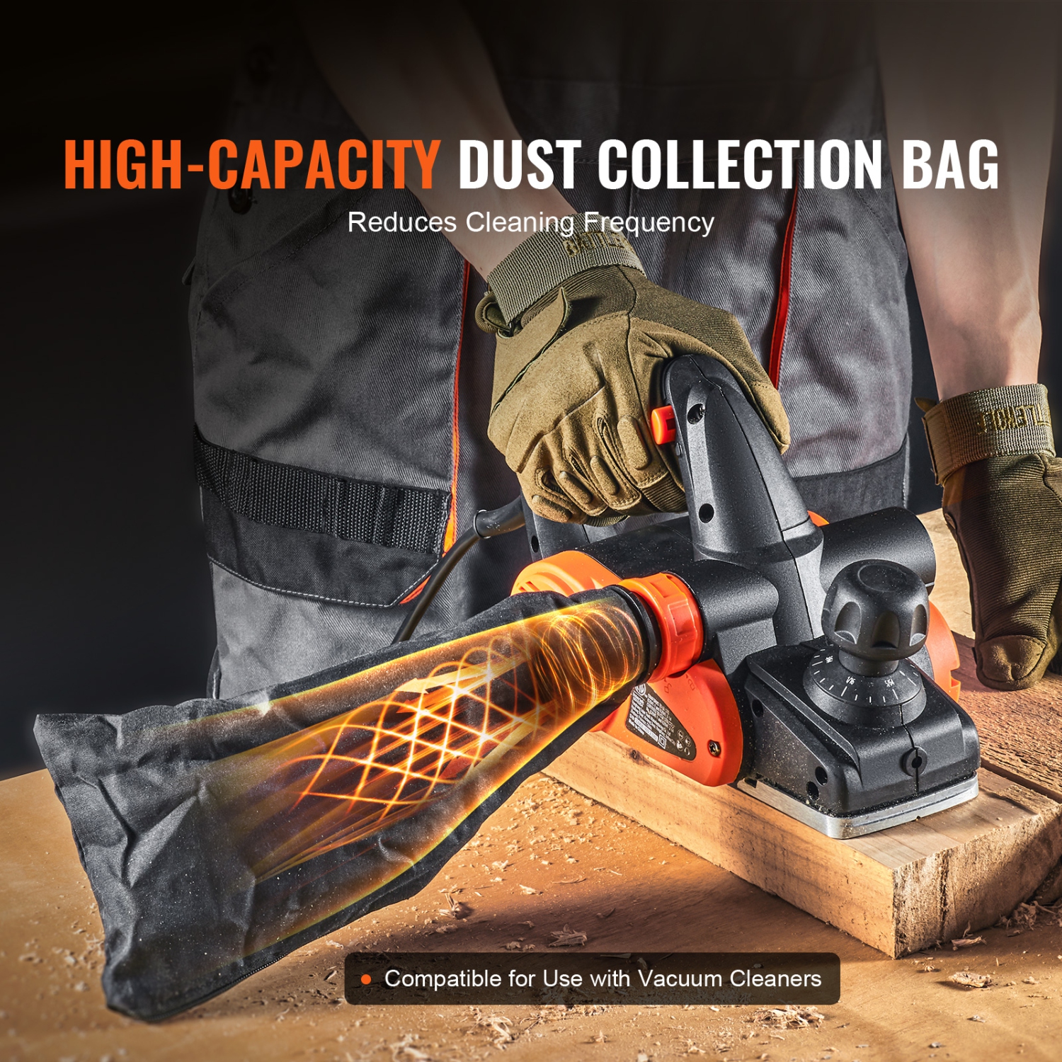 VEVOR 3-1/4" width Corded Electric Hand Planer, 16500 RPM High-Speed Powerful Electric Handheld Planers for Woodworking, Wood Chamfer DIY, Smooth