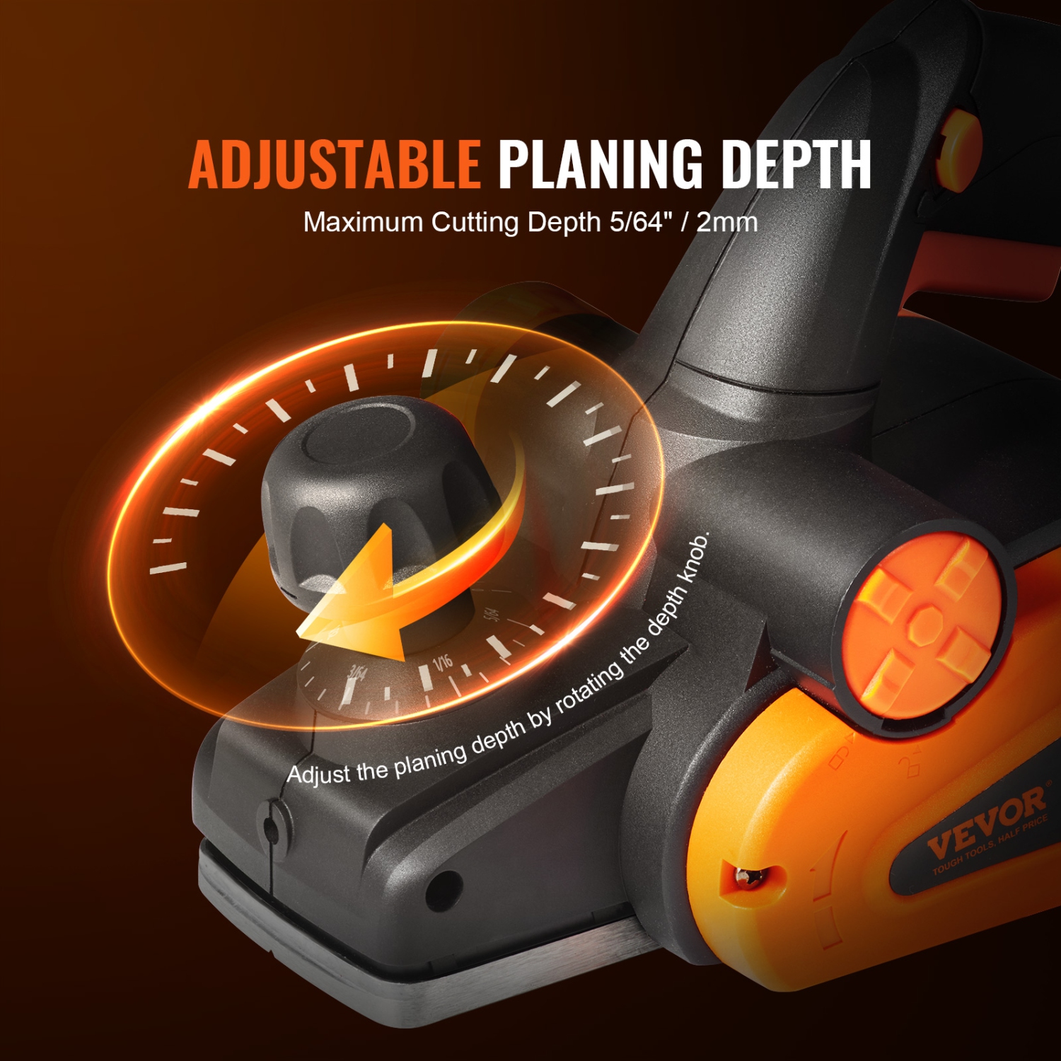 VEVOR 3-1/4" width Corded Electric Hand Planer, 16500 RPM High-Speed Powerful Electric Handheld Planers for Woodworking, Wood Chamfer DIY, Smooth