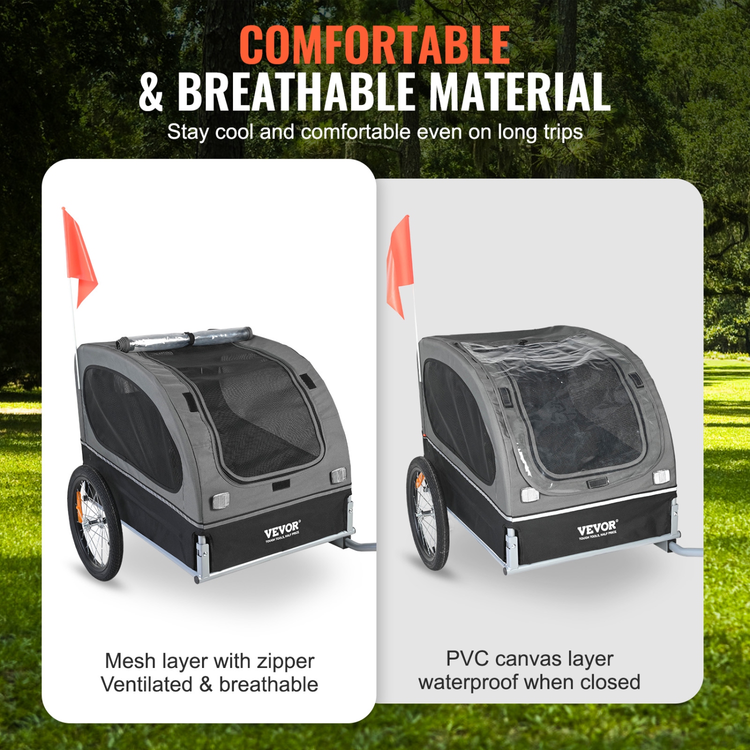 VEVOR Dog Bike Trailer, Supports up to 88 lbs, Pet Cart Bicycle Carrier, Easy Folding Frame with Quick Release Wheels, Universal Bicycle Coupler,