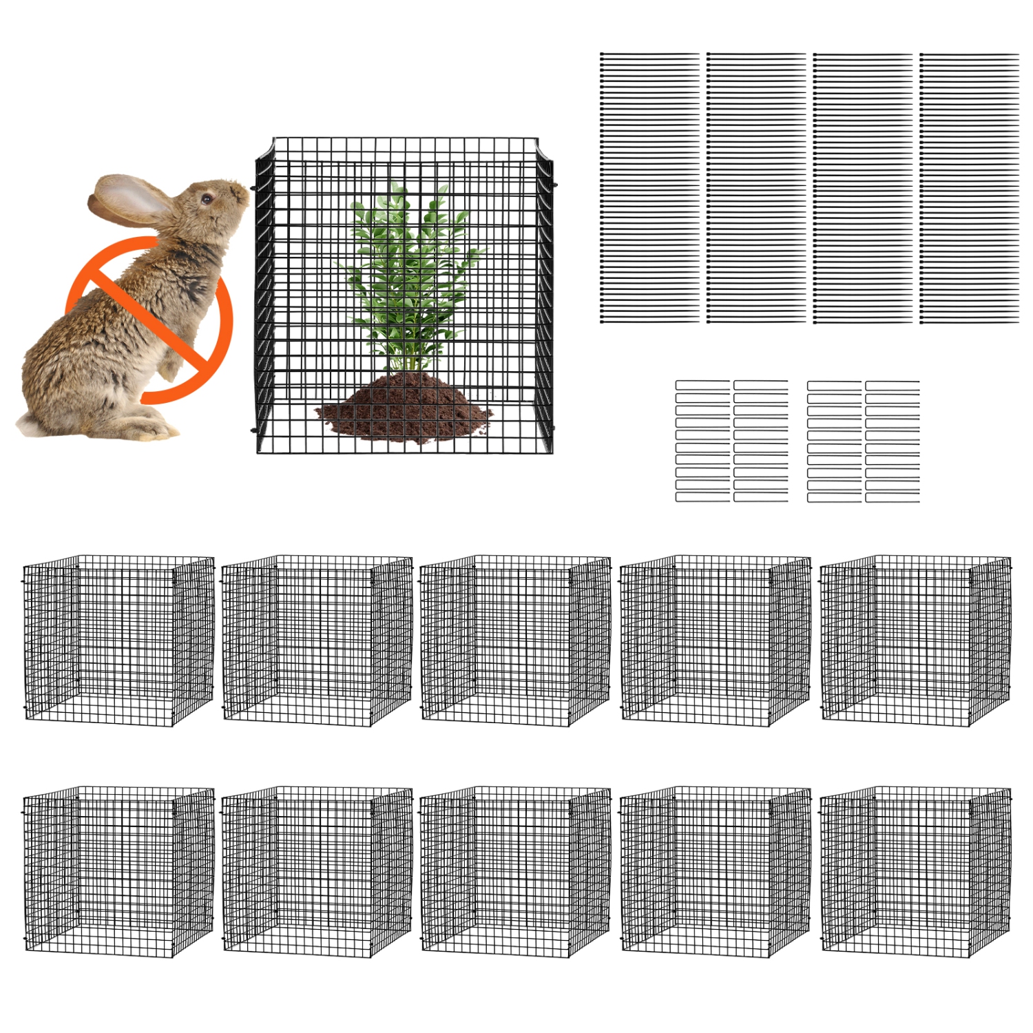 VEVOR 10 Pack Plant Protector from Animals, 12'' x 12'' Chicken Plant Protector, Plant Cages for Plants, Flowers & Vegetables, Keeps Bunny Chicken