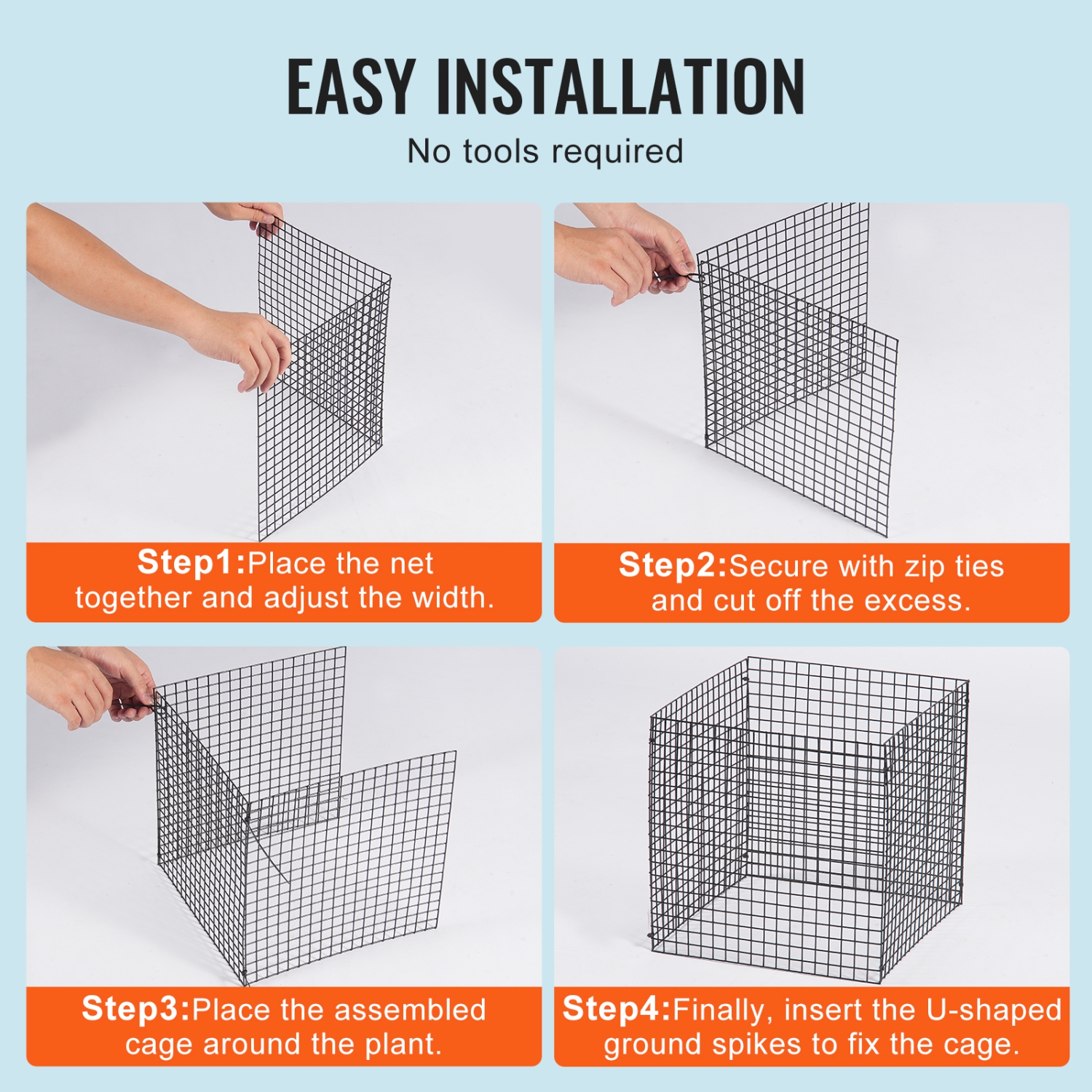 VEVOR 10 Pack Plant Protector from Animals, 12'' x 12'' Chicken Plant Protector, Plant Cages for Plants, Flowers & Vegetables, Keeps Bunny Chicken