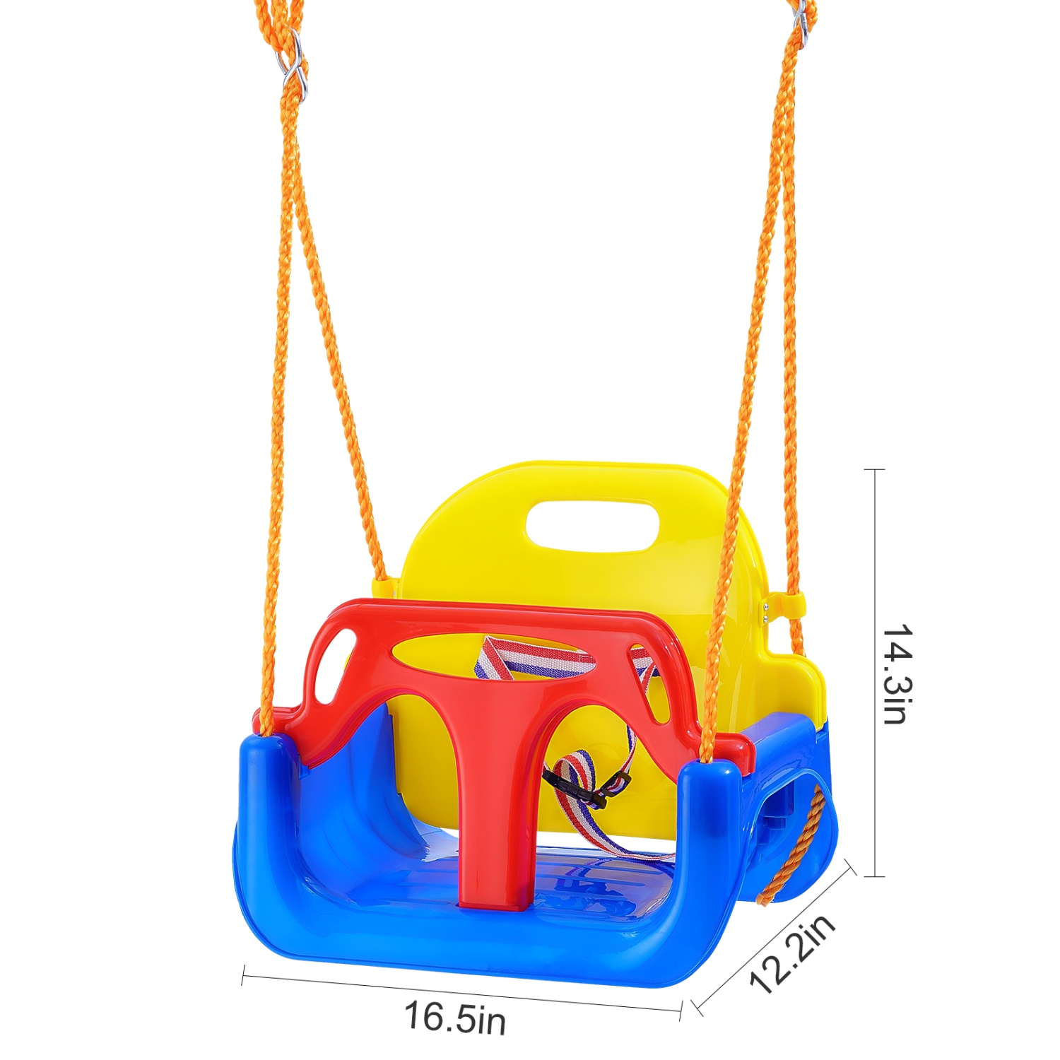 VEVOR 3-in-1 Toddler Swing Seat, 200 lbs Weight Capacity Baby Swing Seat, with Adjustable Ropes and Snap Hooks, Snug & Secure Detachable Infants to