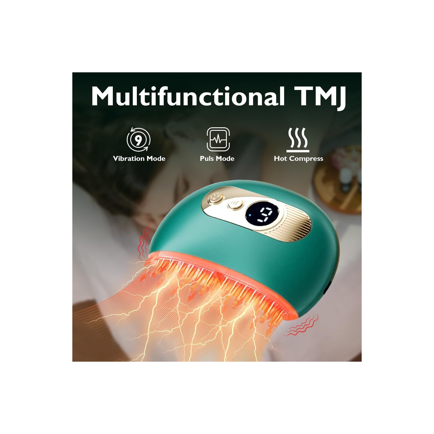 Portable TMJ & Neck Massager with Vibrating & Heating & PulsMode,Electric TMJ Massage Tool for Jaw & Neck Pain Relief,Red Light Gua Sha Massager