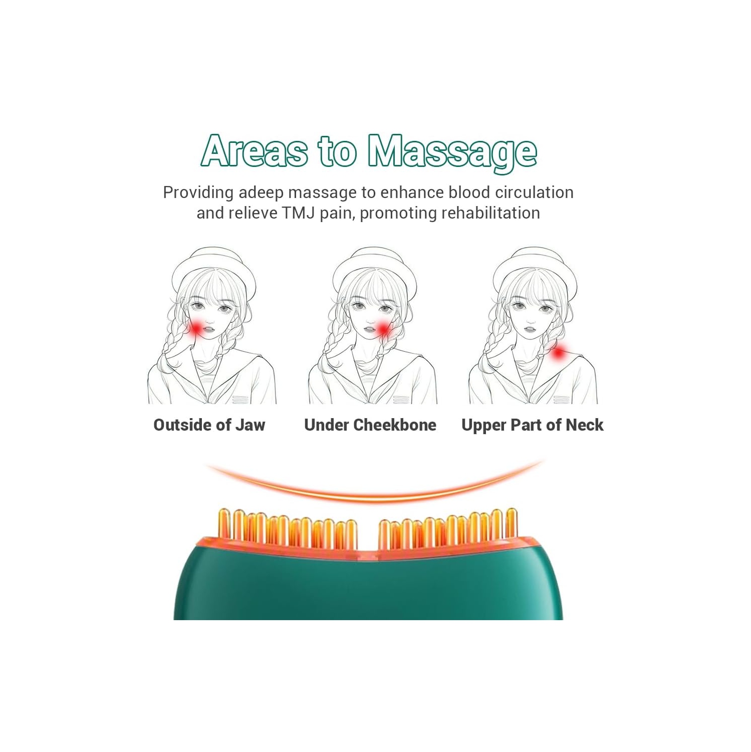 Portable TMJ & Neck Massager with Vibrating & Heating & PulsMode,Electric TMJ Massage Tool for Jaw & Neck Pain Relief,Red Light Gua Sha Massager