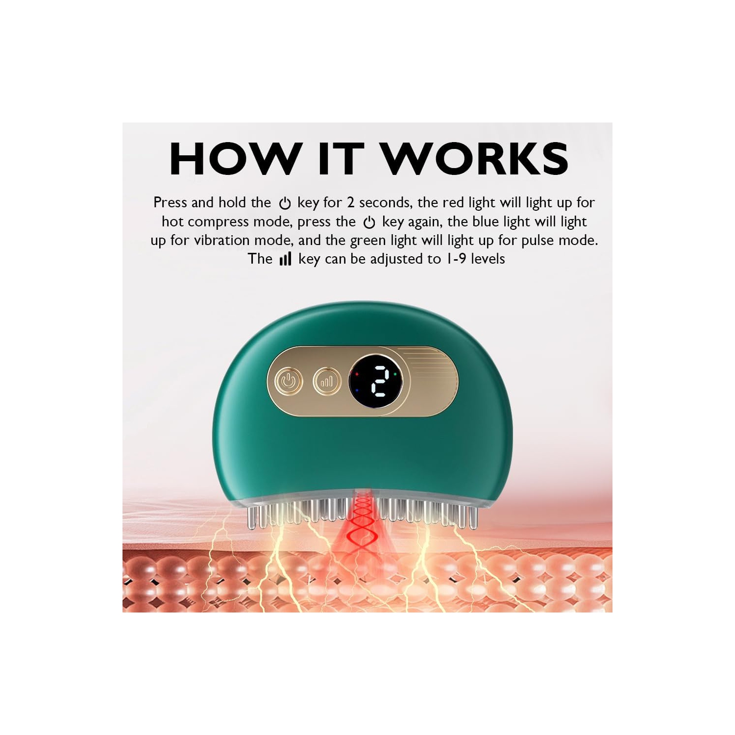 Portable TMJ & Neck Massager with Vibrating & Heating & PulsMode,Electric TMJ Massage Tool for Jaw & Neck Pain Relief,Red Light Gua Sha Massager