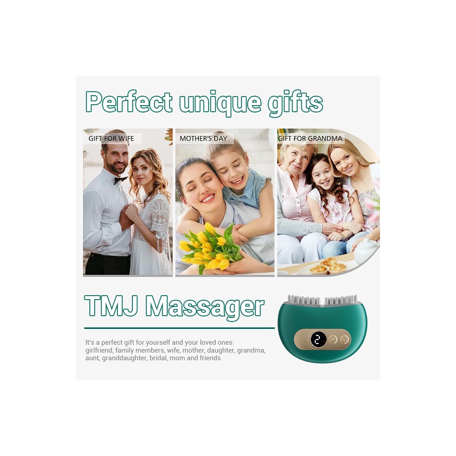 Portable TMJ & Neck Massager with Vibrating & Heating & PulsMode,Electric TMJ Massage Tool for Jaw & Neck Pain Relief,Red Light Gua Sha Massager