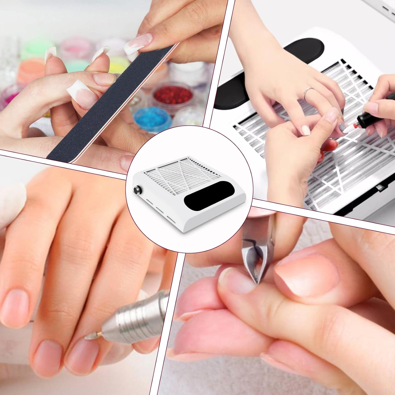 Nail Dust Collector for Acrylic Nails,Portable Nail Dust Vacuum,Powerful Nail Vacuum Suction Fan,Dust Extractor Manicure Tool for Acrylic Nail