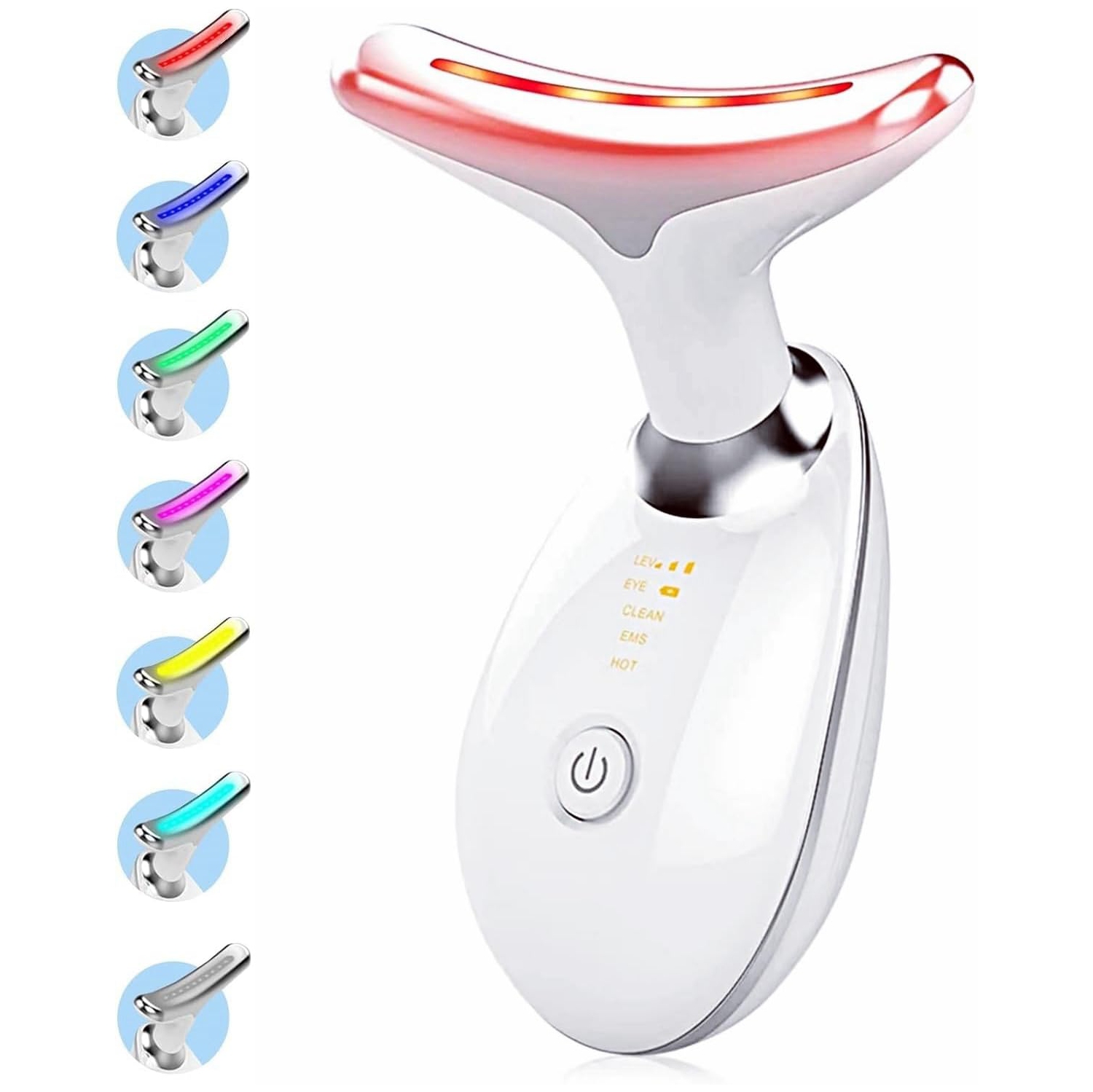 Red Light Therapy for Face, 7 Color LED Face Rejuvenation Face and Neck Beauty Device, DEP Route Neck Device, Bright White