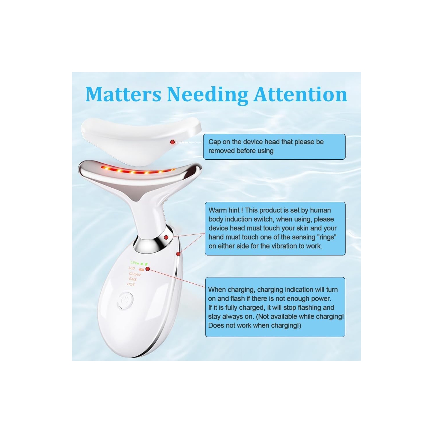 Red Light Therapy for Face, 7 Color LED Face Rejuvenation Face and Neck Beauty Device, DEP Route Neck Device, Bright White