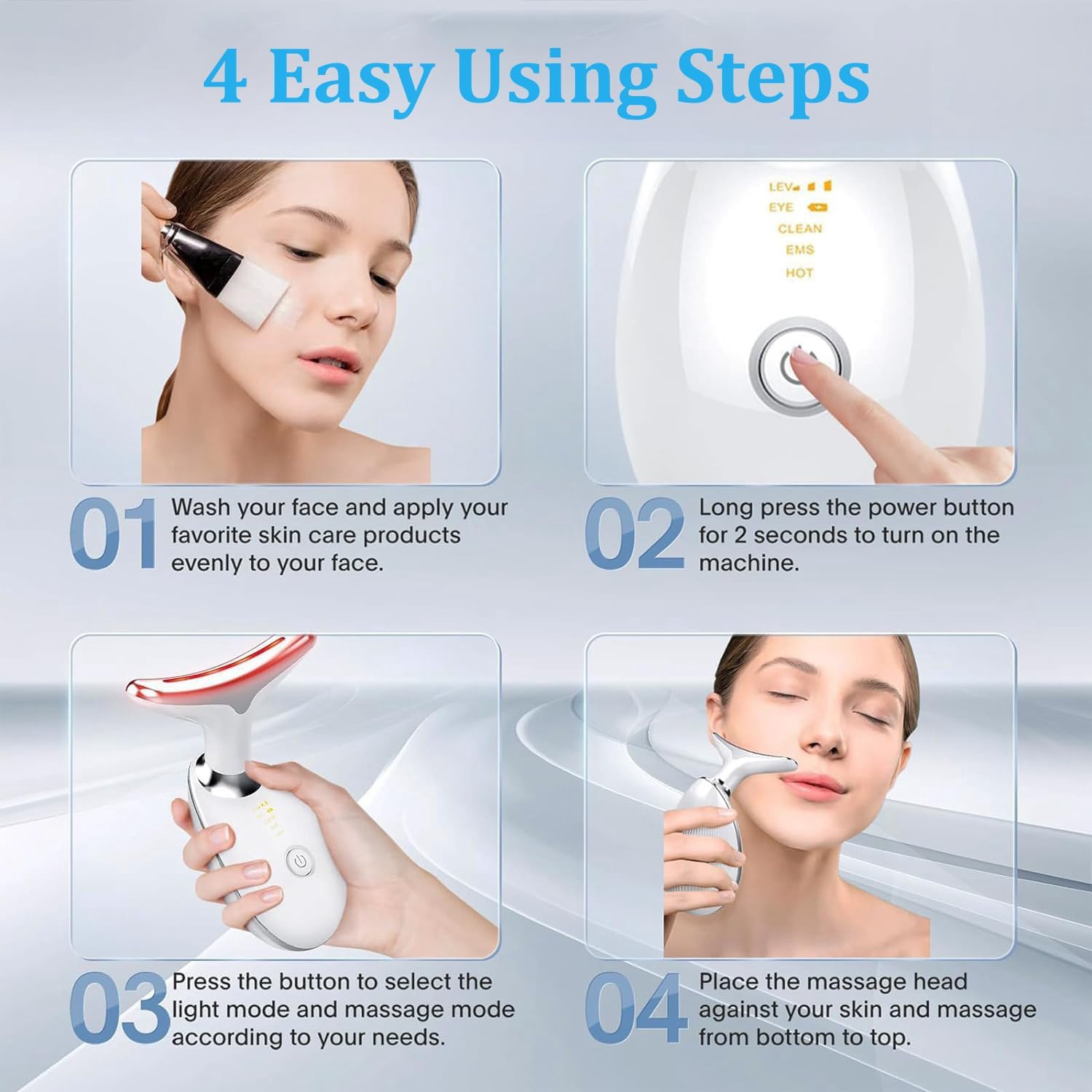 Red Light Therapy for Face, 7 Color LED Face Rejuvenation Face and Neck Beauty Device, DEP Route Neck Device, Bright White