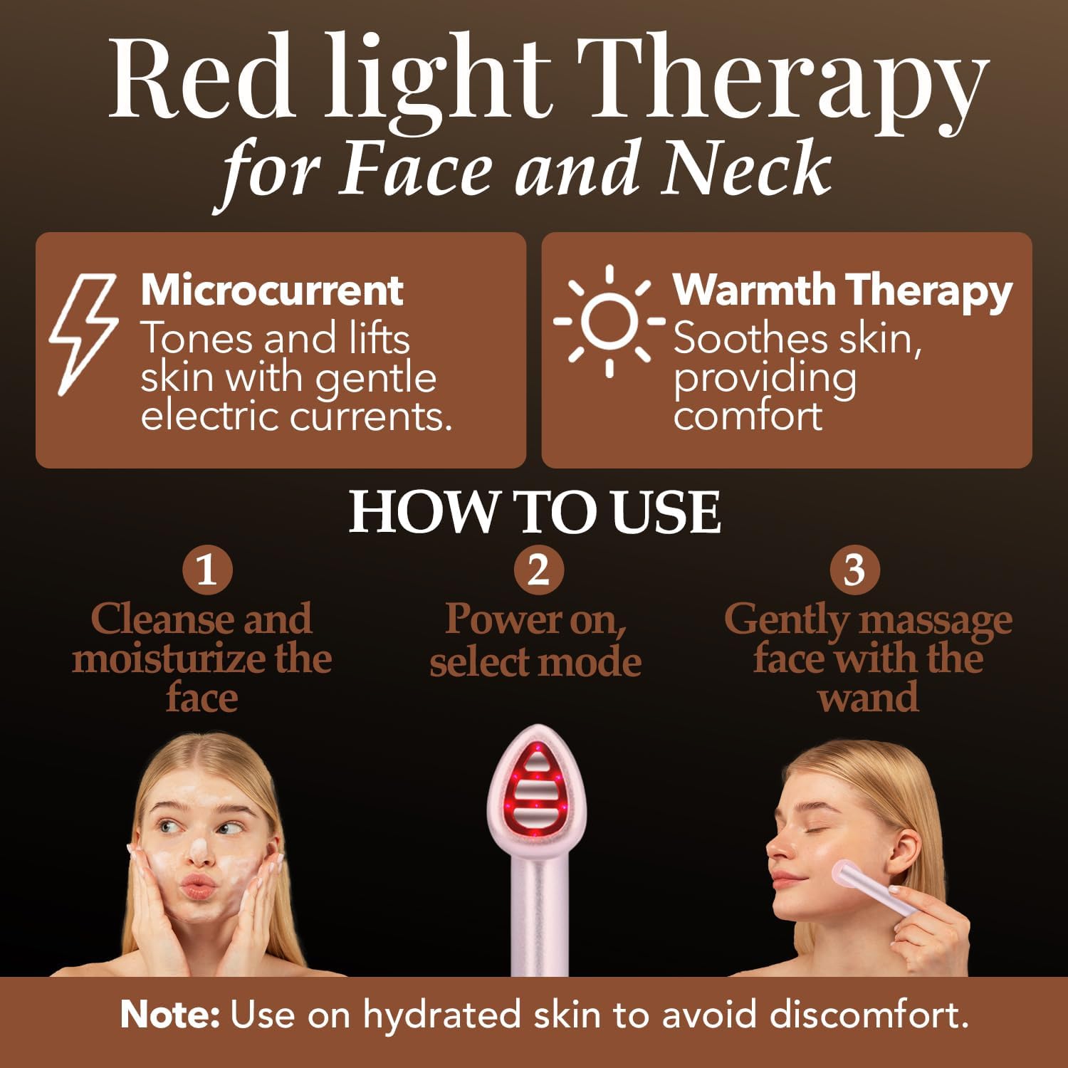 Handheld Facial LED Light Therapy Device – 7 Colors with Warming Massage & Microcurrent for Glowing, Firm Skin at Home