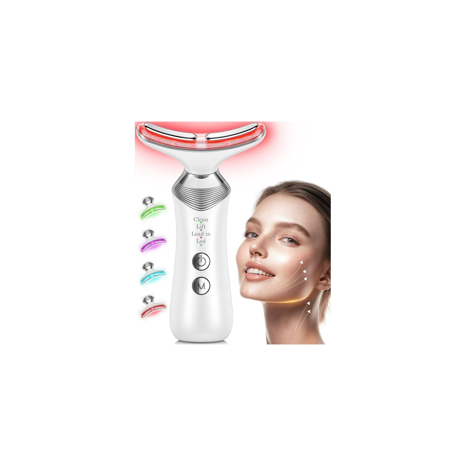 masseur facial, massage 7 en 1 micro courant pour le visage et le cou, soin de la peau avec fonction de vibration et de chauffage