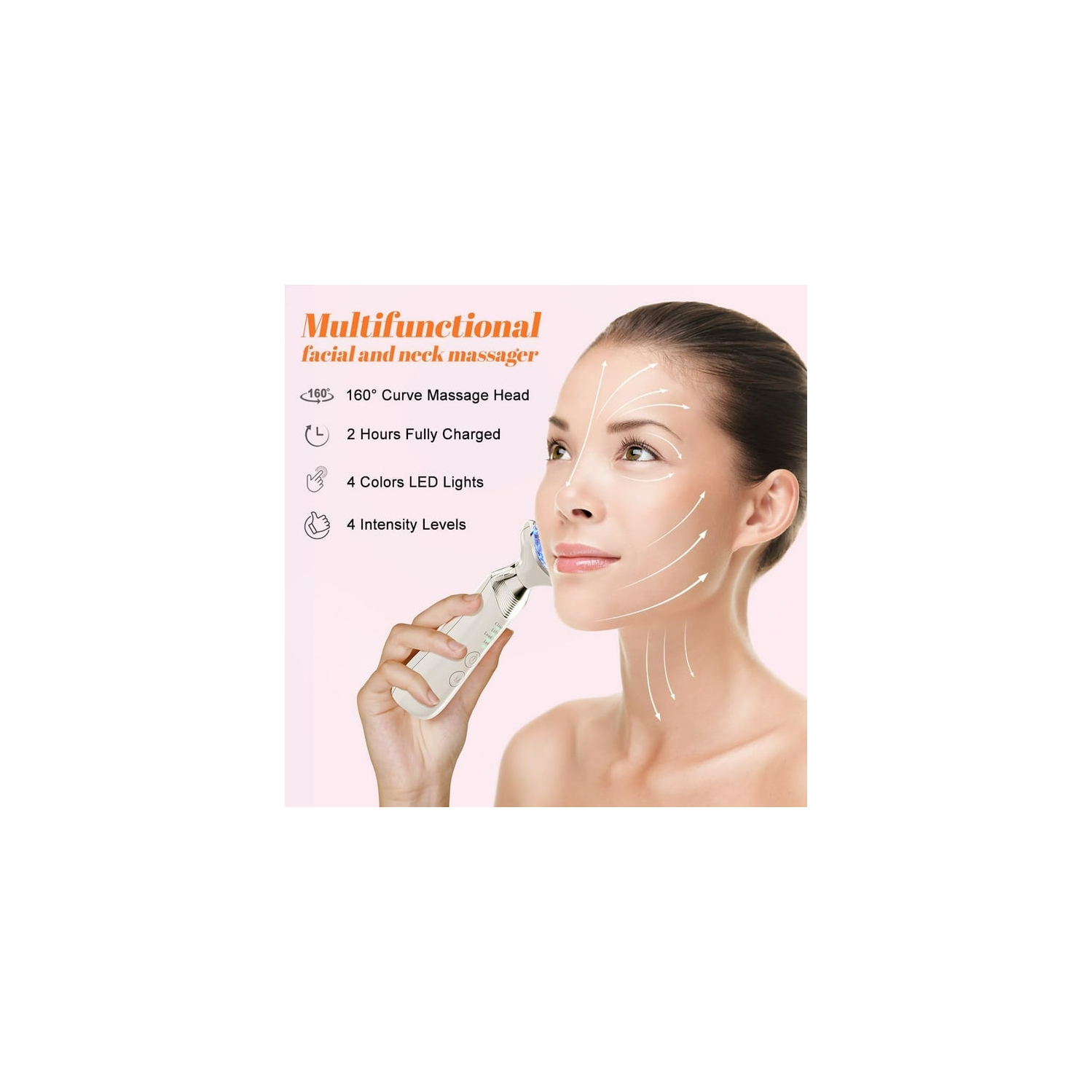 masseur facial, massage 7 en 1 micro courant pour le visage et le cou, soin de la peau avec fonction de vibration et de chauffage