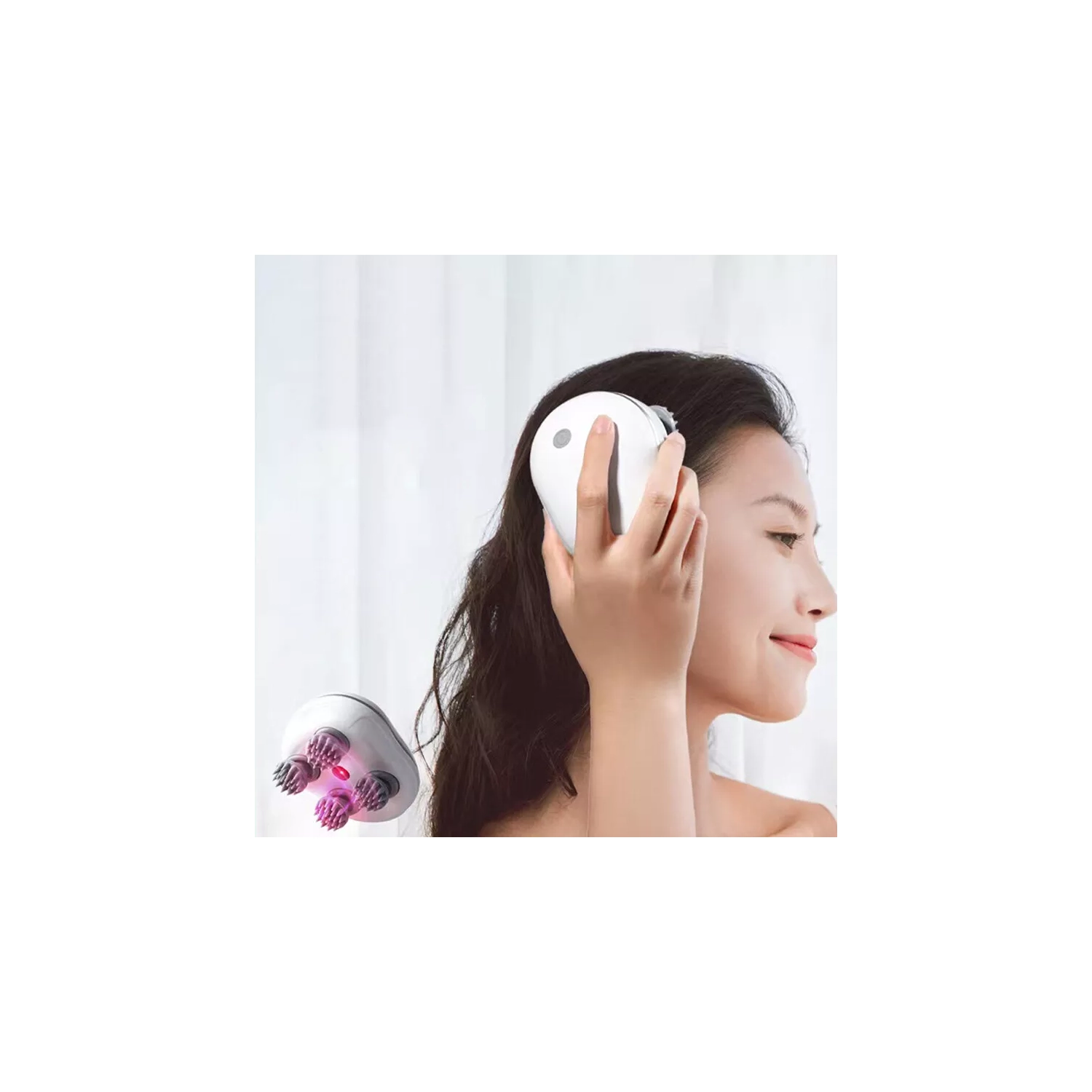 Electric Smart Head Scalp Massager Health Care Relaxation Neck Body Massage Kneading Vibrator Red Light Nourishing Hair——red