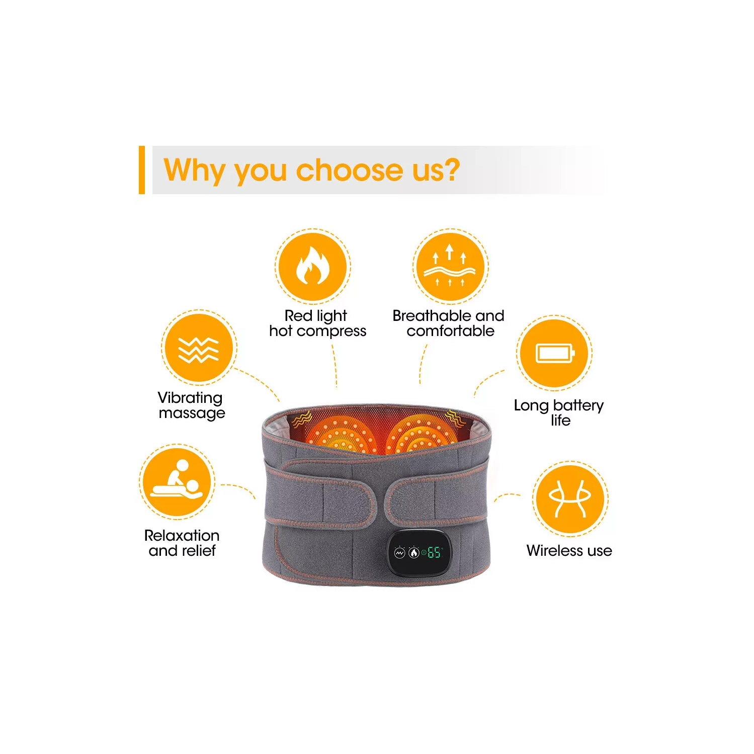 Heating pad belt with massage vibration function for pain relief