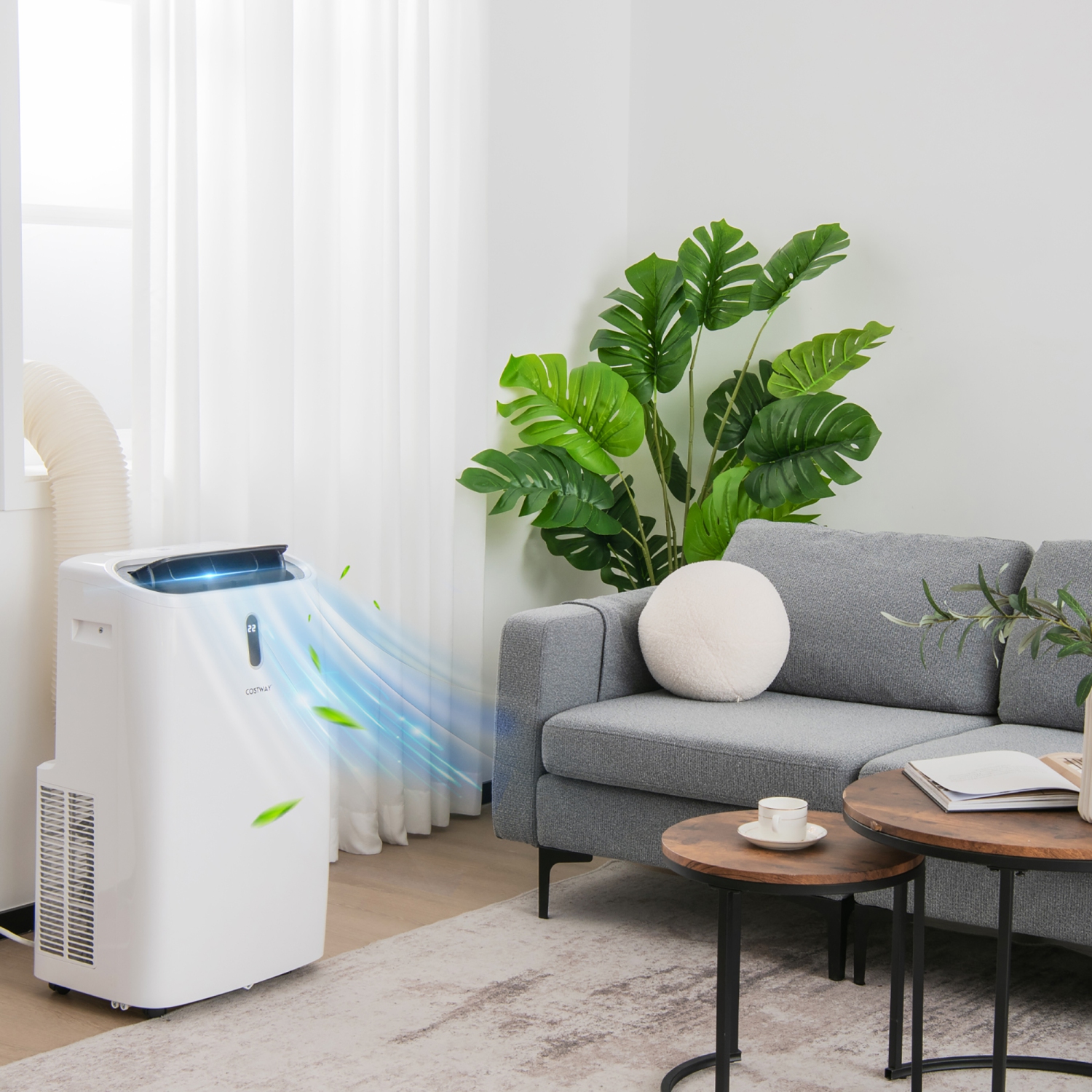 Costway Portable Air Conditioners, 12000 BTU 4 in 1 AC Unit with Cool, Fan, Heat & Dehumidifier, Alexa Voice-Enabled,with WiFi Smart App