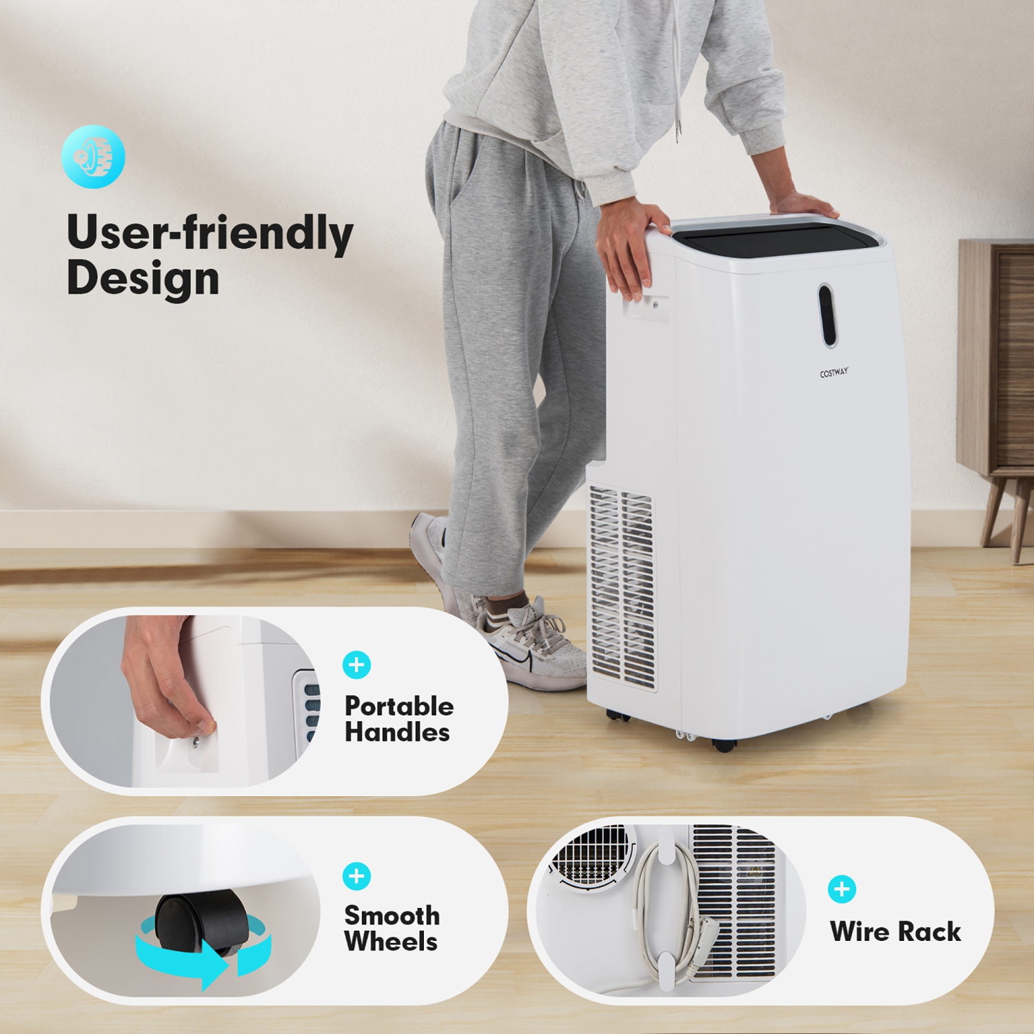 Costway Portable Air Conditioners, 12000 BTU 4 in 1 AC Unit with Cool, Fan, Heat & Dehumidifier, Alexa Voice-Enabled,with WiFi Smart App