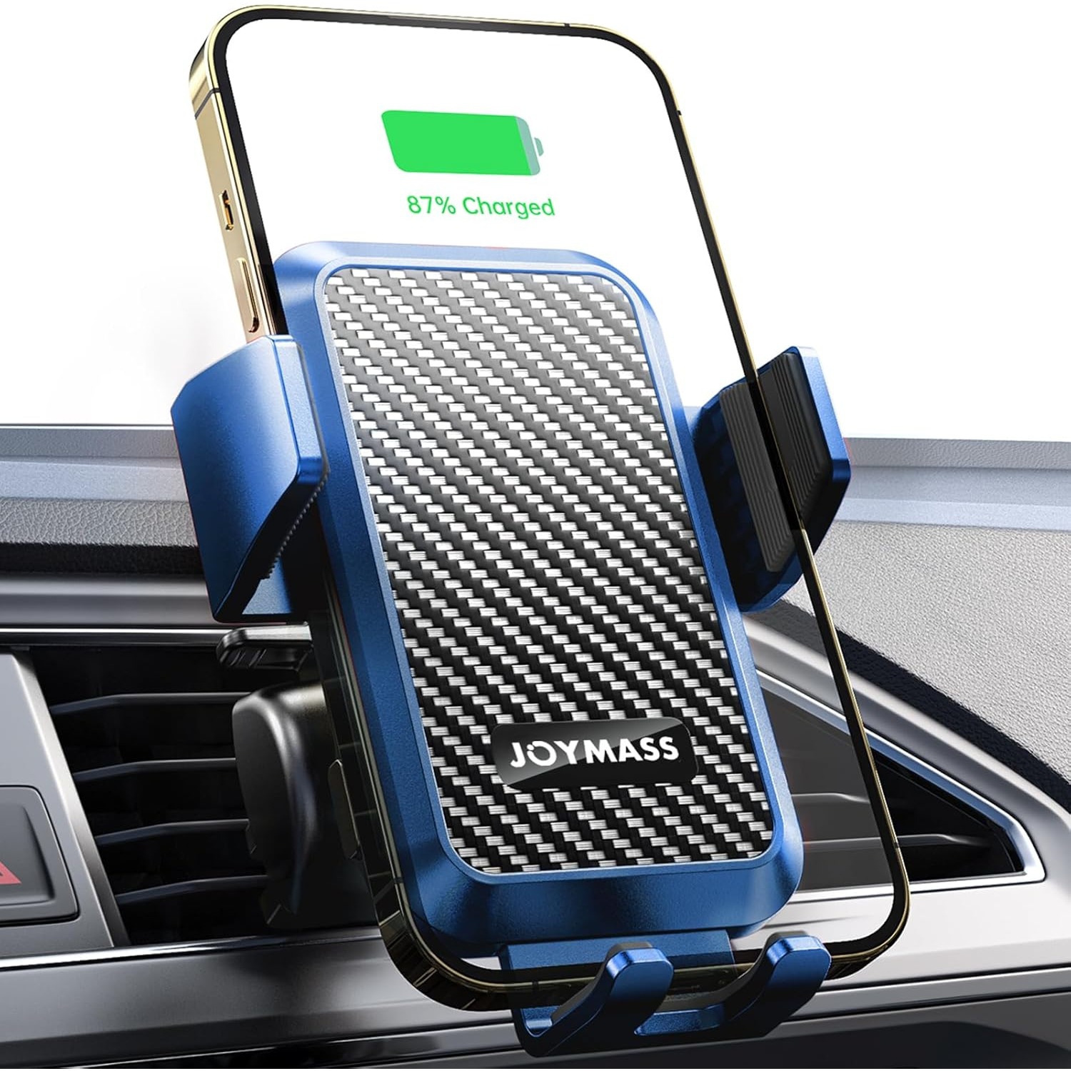 JOYMASS Wireless Car Charger 15W Fast Charging Auto Clamping Phone Holder Mount - Compatible with iPhone 15/14/13/12 Mini Pro Max, Samsung Galaxy S23 Ultra S22 S21+ Note 20, and Mo