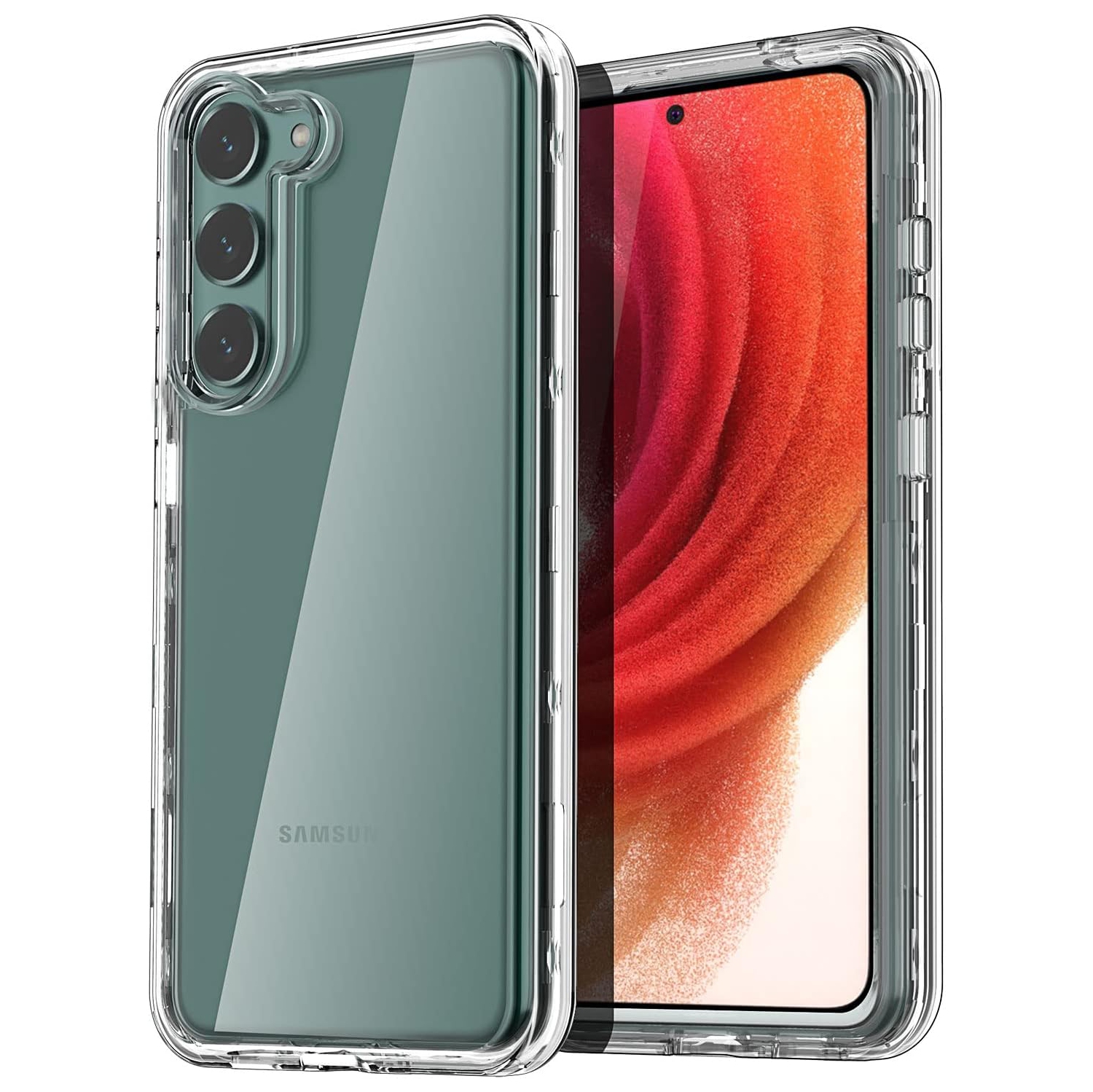 Étui transparent pour S23 Plus de Samsung avec pare-chocs antichoc, couvercle transparent durable avec protection antichoc