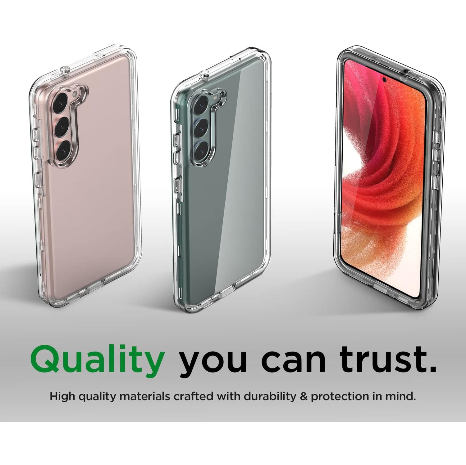 Étui transparent pour S23 Plus de Samsung avec pare-chocs antichoc, couvercle transparent durable avec protection antichoc