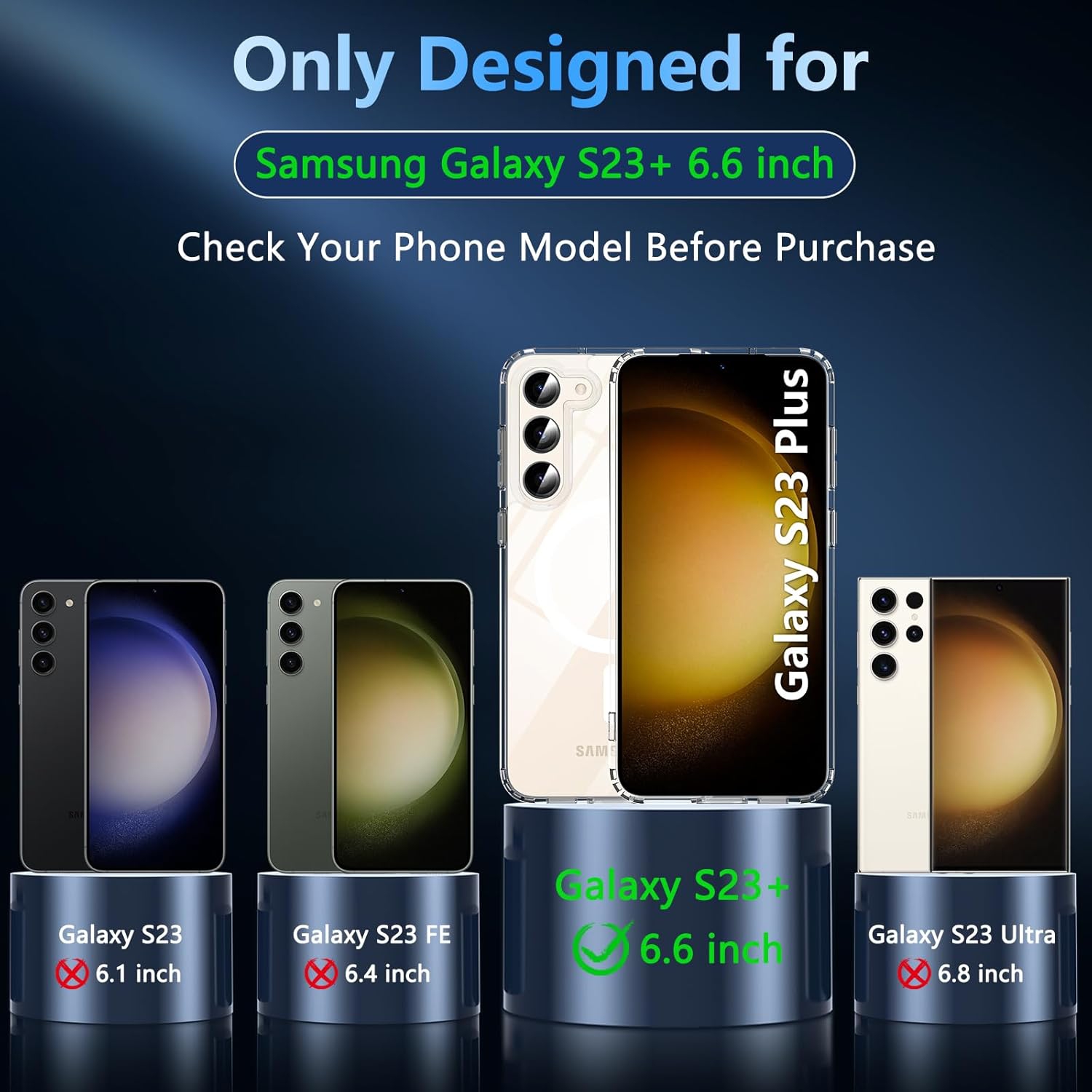 Étui transparent pour S23 Plus de Samsung avec pare-chocs antichoc, couvercle transparent durable avec protection antichoc