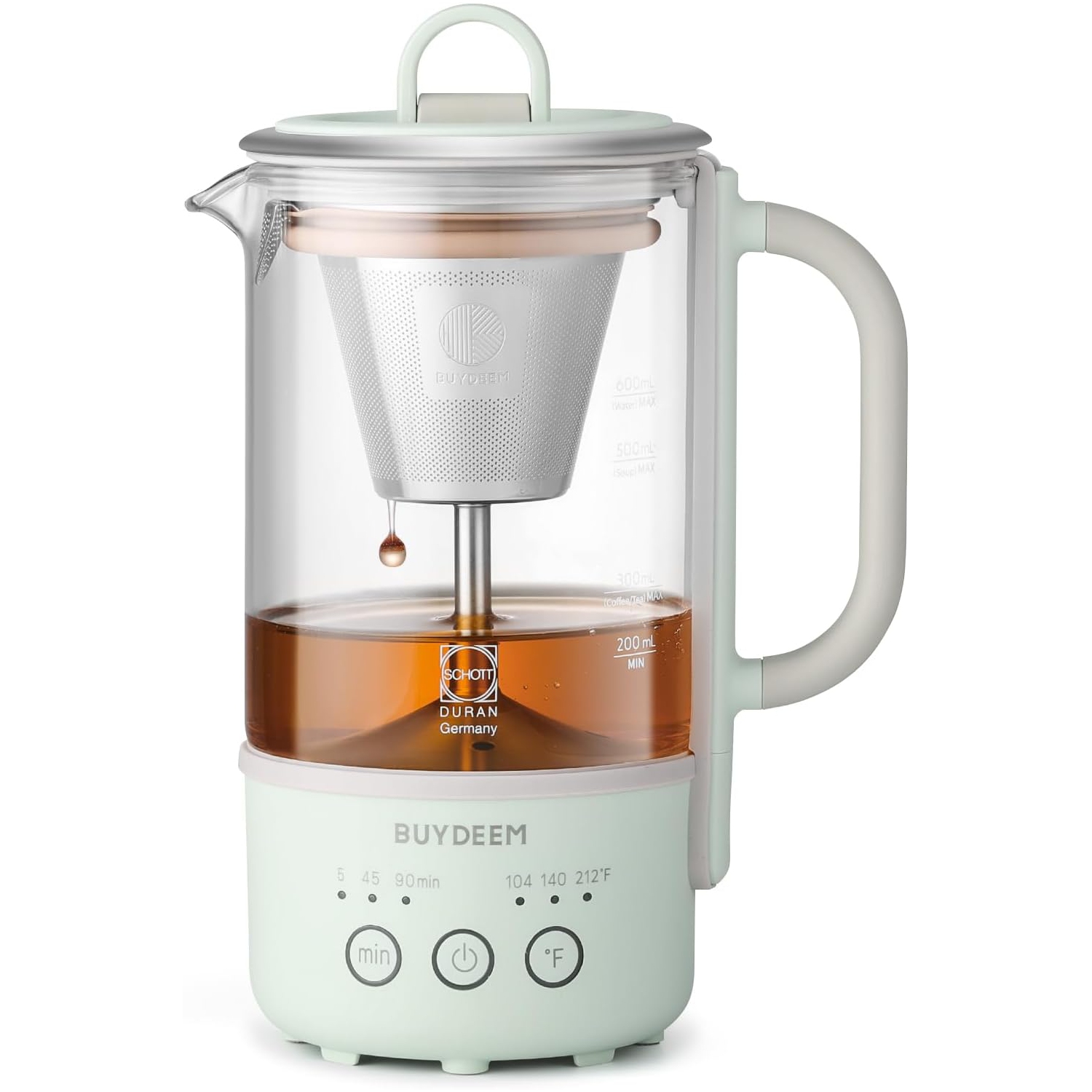 Bouilloire électrique multifonction K32 de BUYDEEM pour le thé, le café et plus encore – 0,6&nbsp;L, commande de température à une touche, maintien