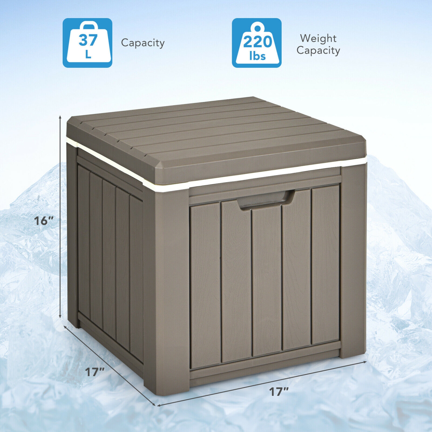 Gymax Patio 10 Gallon Ice Cube Cooler Box Table Stool Storage W/Handle