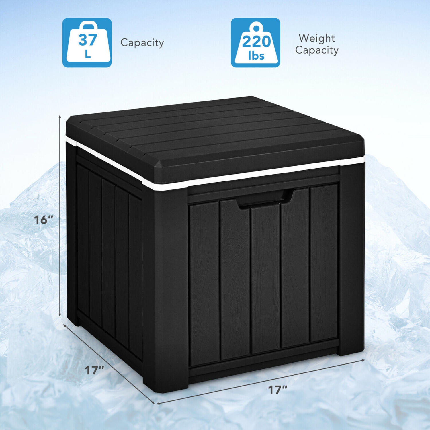 Gymax Patio 10 Gallon Ice Cube Cooler Box Table Stool Storage W/Handle