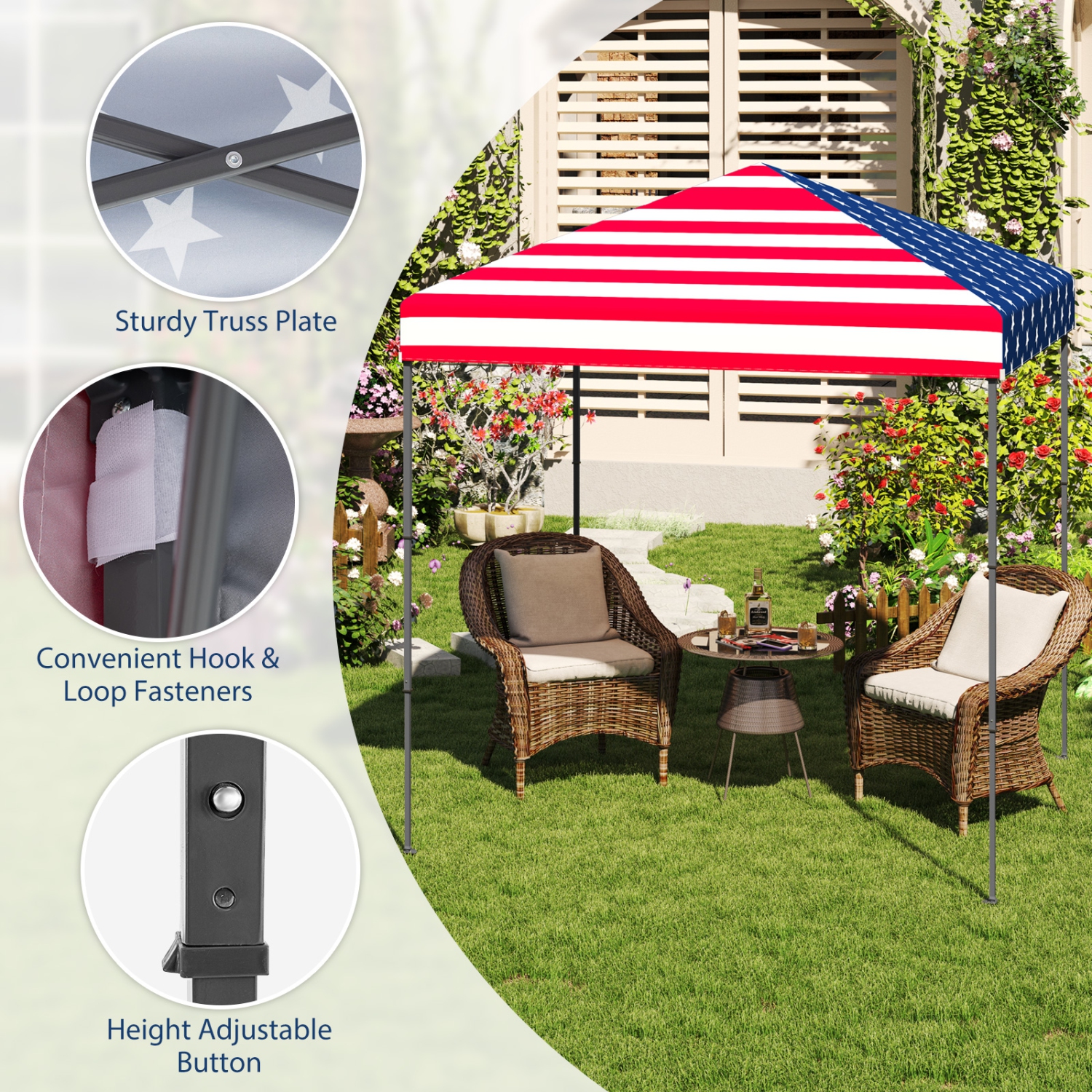 Gymax Patio 6.6x6.6ft Outdoor Pop-up Canopy Tent UPF 50+ Portable Sun Shelter Pink