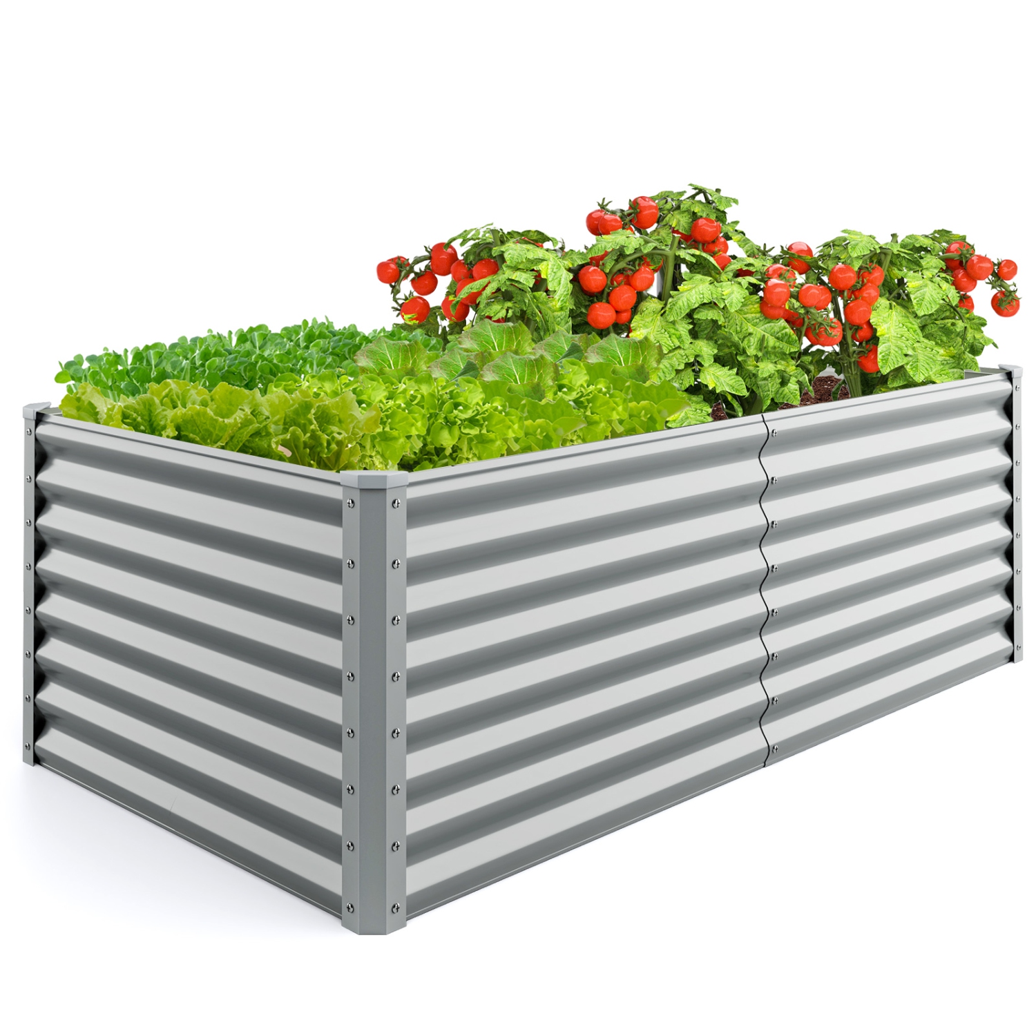 Gymax 2 PCS Raised Garden Bed Large Metal Planter Box Kit for Vegetable Herb 6' x 3' x 2'