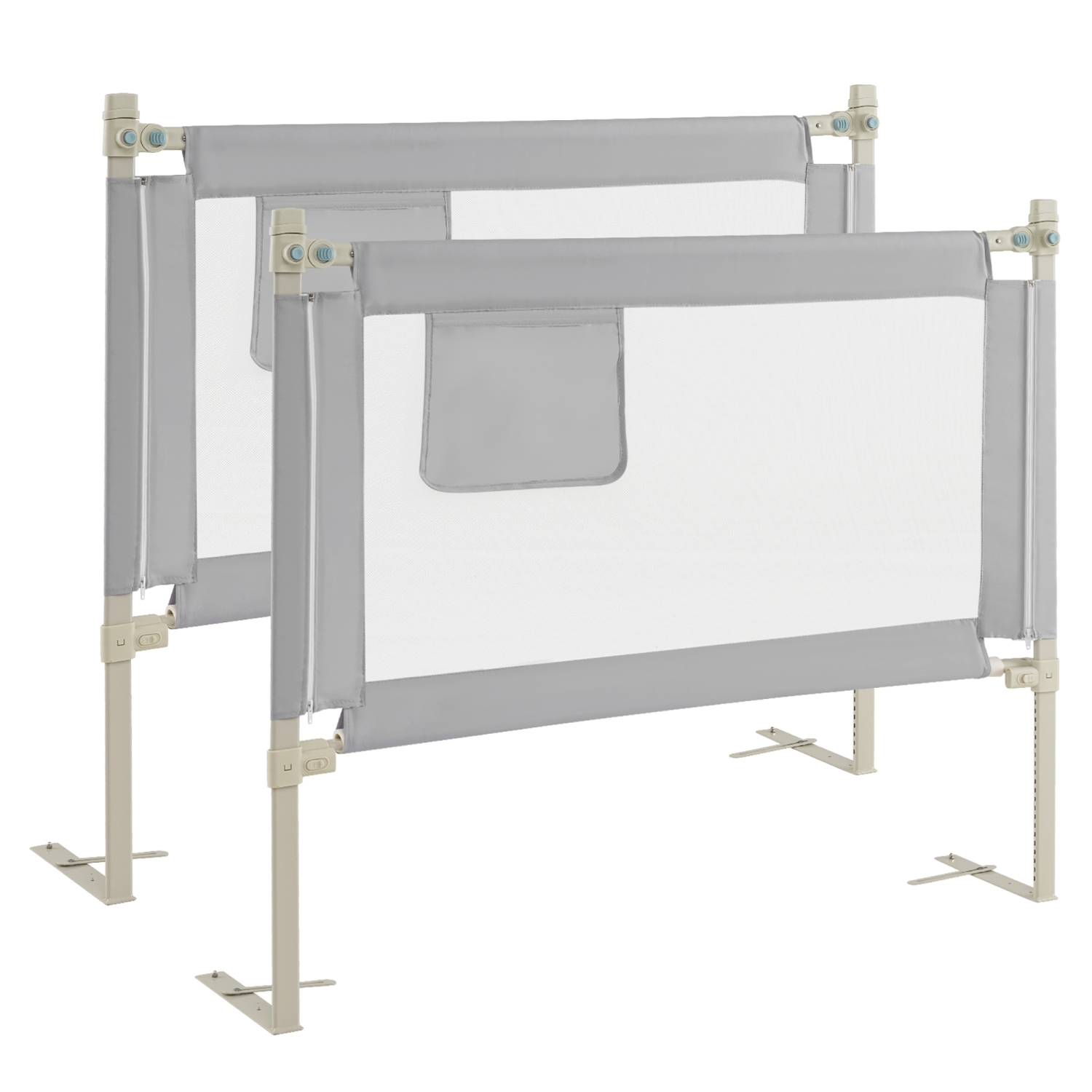 Gymax 2PCS 47'' Bed Rails for Toddlers Vertical Lifting Baby Bed Rail Guard w/Lock Gray