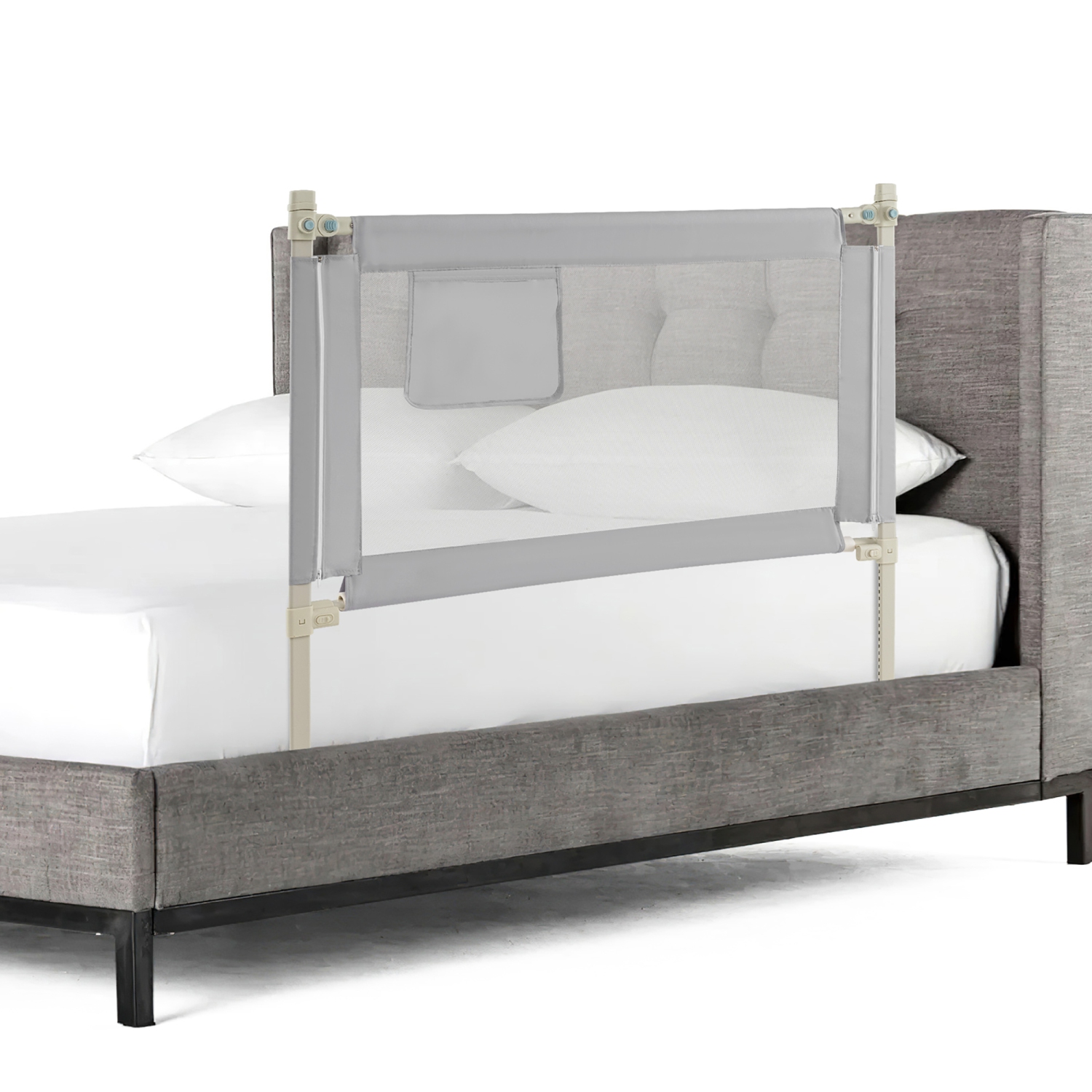 Gymax 2PCS 47'' Bed Rails for Toddlers Vertical Lifting Baby Bed Rail Guard w/Lock Gray