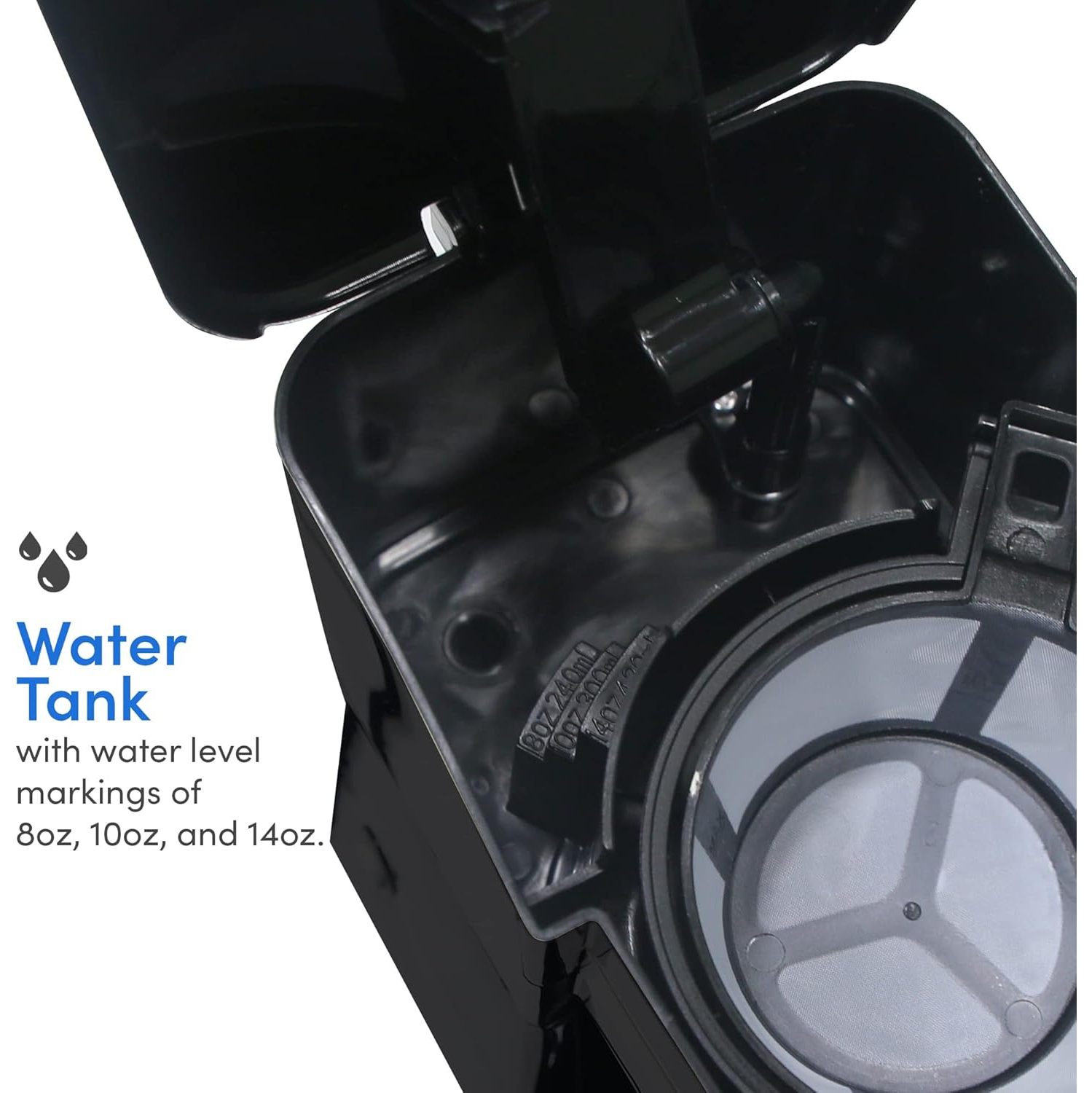 Elite Gourmet Personal Single-Serve Coffee Maker with 14oz Travel Mug and Reusable Filter, Black