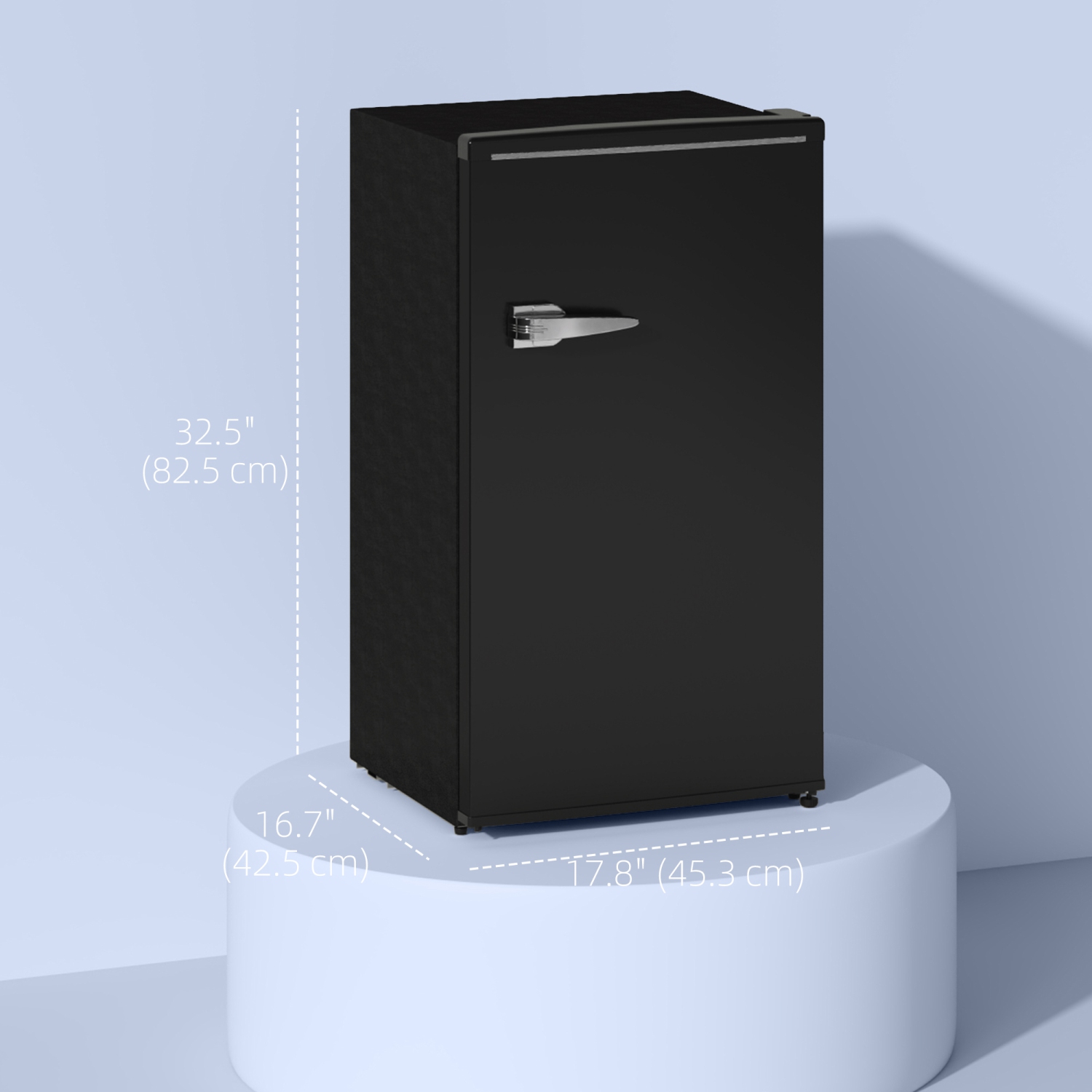 HOMCOM Mini Fridge with Chiller, 3.1 Cu. Ft Single Door Retro Compact Refrigerator with Adjustable Thermostat, 2 Glass Shelves, Interior Light for