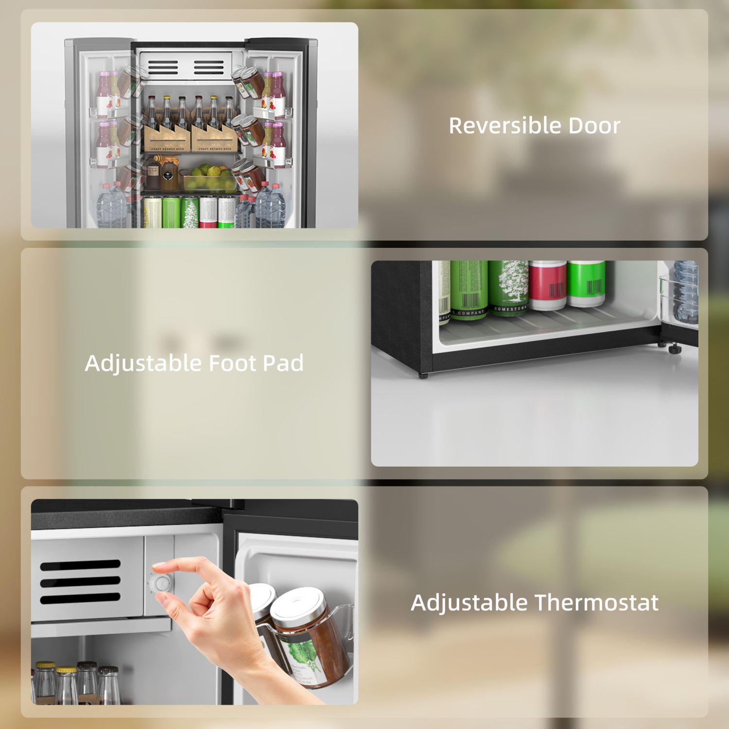 HOMCOM Mini Fridge with Chiller, 3.1 Cu. Ft Single Door Retro Compact Refrigerator with Adjustable Thermostat, 2 Glass Shelves, Interior Light for