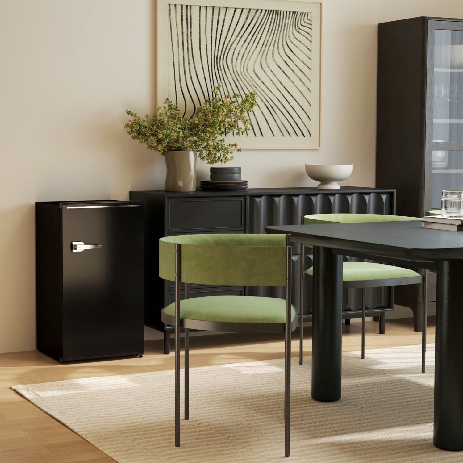 HOMCOM Mini Fridge with Chiller, 3.1 Cu. Ft Single Door Retro Compact Refrigerator with Adjustable Thermostat, 2 Glass Shelves, Interior Light for