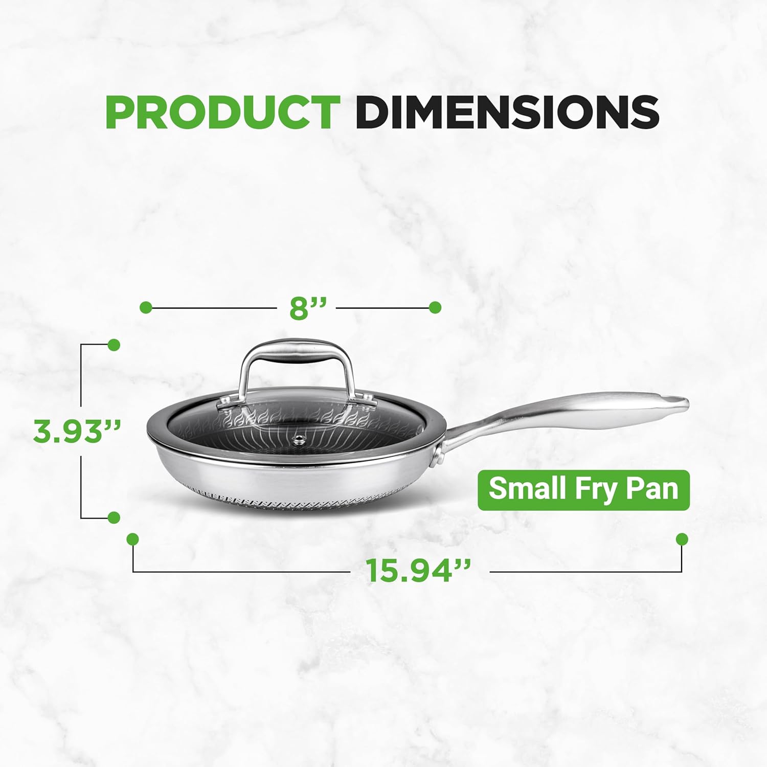 NutriChef 8-Inch Stainless Steel Non-Stick Frying Pan, Triply Construction, Scratch-Resistant, Induction Compatible