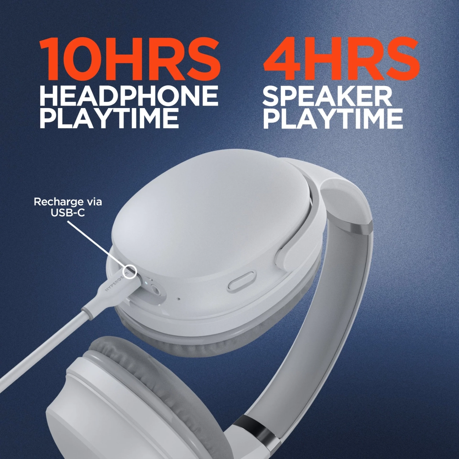 HyperGear Bluetooth Headset &amp; Speakers 2-in-1 Design Flip Out to Create Speakers 3W Dynamic Bass Mic Over Ear Memory Foam – White