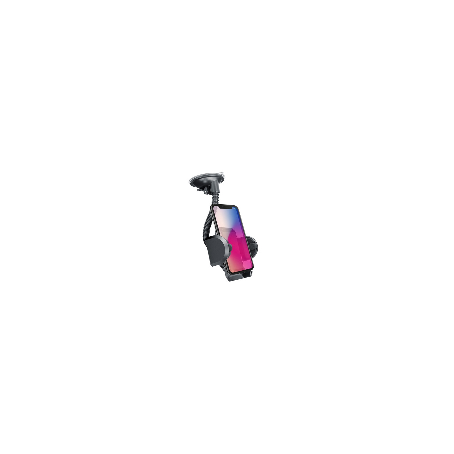 HyperGear Car Mount Windshield Universal Phone Flexible Gooseneck Design Powerful Suction Screen Sizes up to 6.8in Diagonal Smart Grip Easy Release – Black