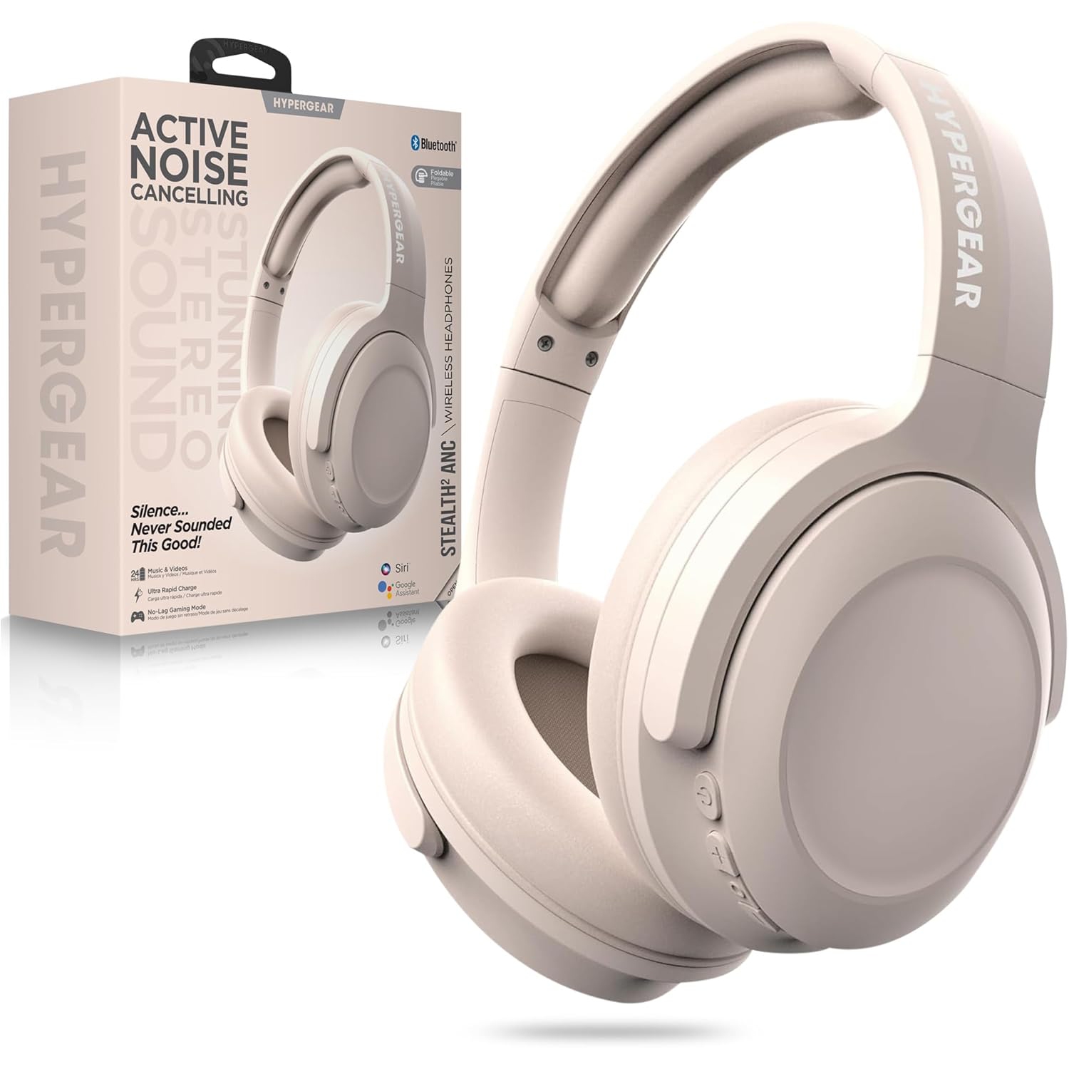 Casque d'écoute HyperGear Bluetooth Stealth 2 Suppression active du bruit Microphone intégré 18 heures de lecture Confort au-dessus de l'oreille