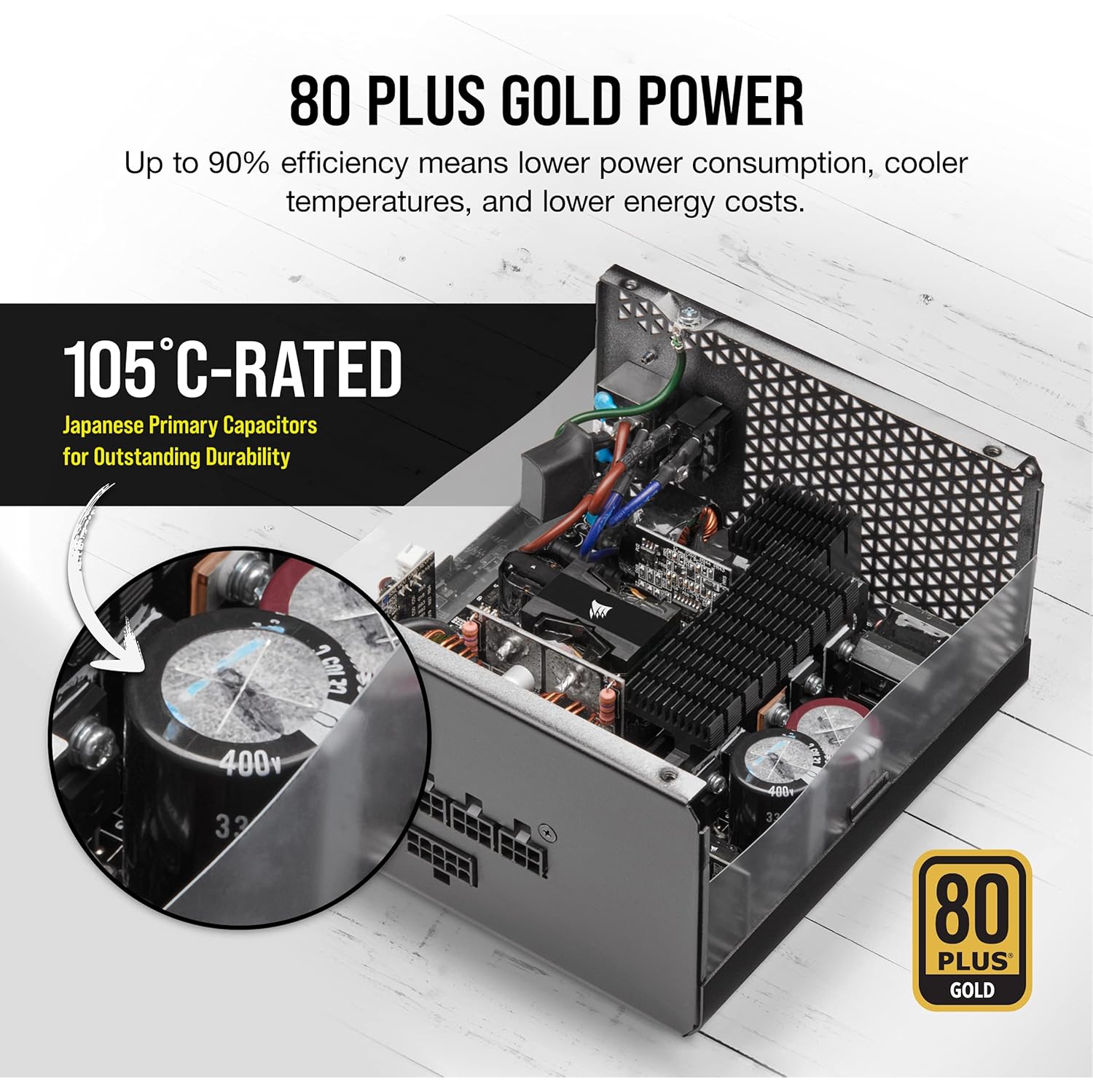 Refurbished - CORSAIR RM850x Fully Modular ATX Power Supply, 80 PLUS Gold with Low-Noise Fan - Black