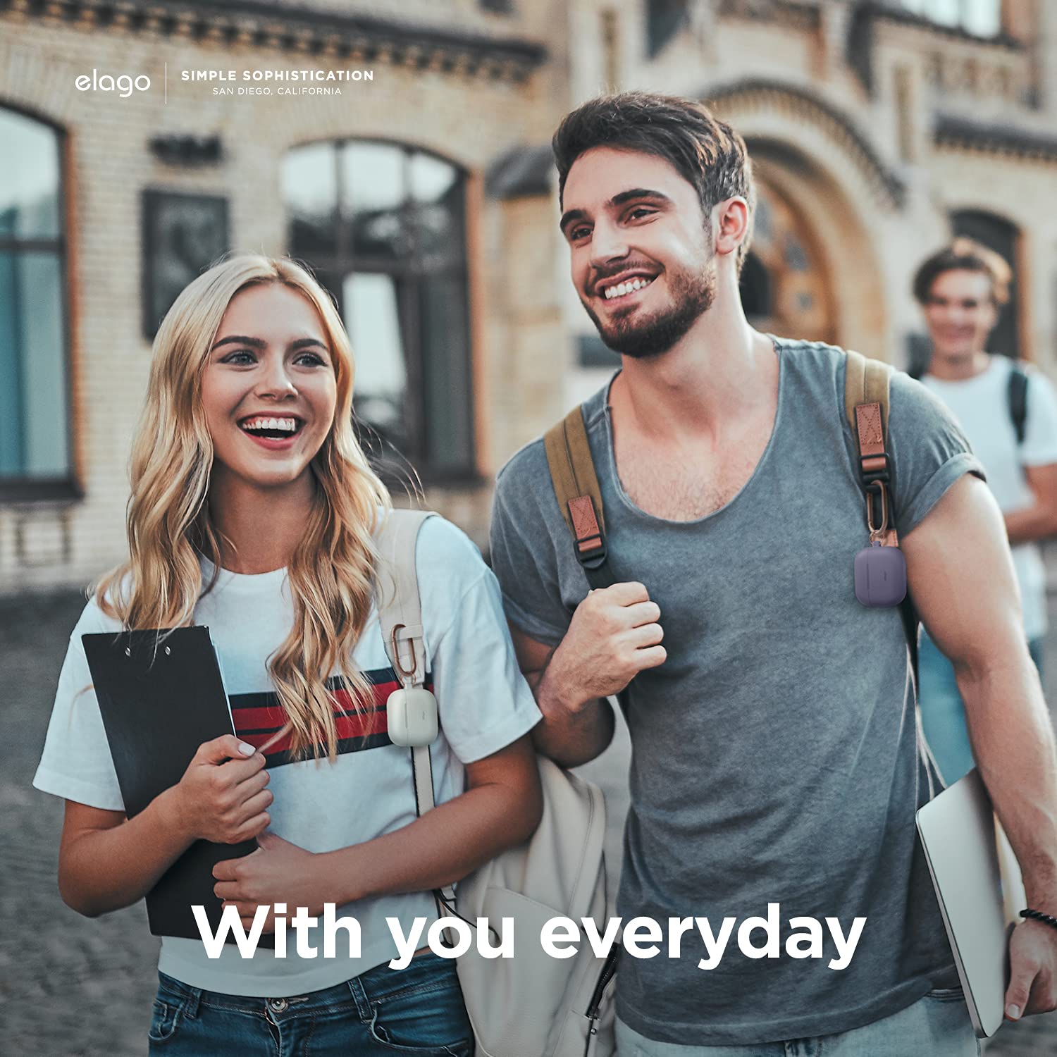 Étui en silicone Elago compatible avec les AirPods 3ᵉ génération - Mousqueton inclus, prise en charge du chargement sans fil, résistant aux chocs,