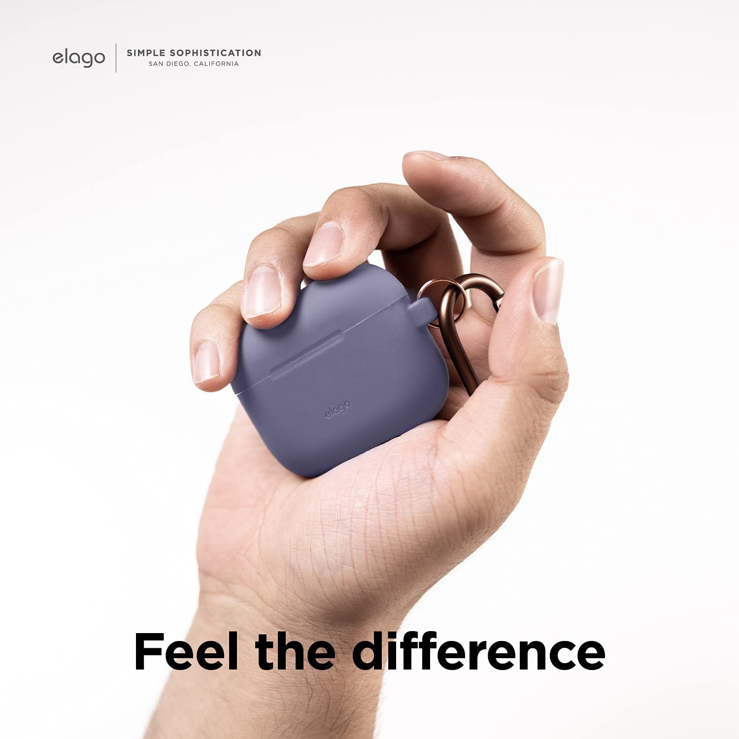 Étui en silicone Elago compatible avec les AirPods 3ᵉ génération - Mousqueton inclus, prise en charge du chargement sans fil, résistant aux chocs,