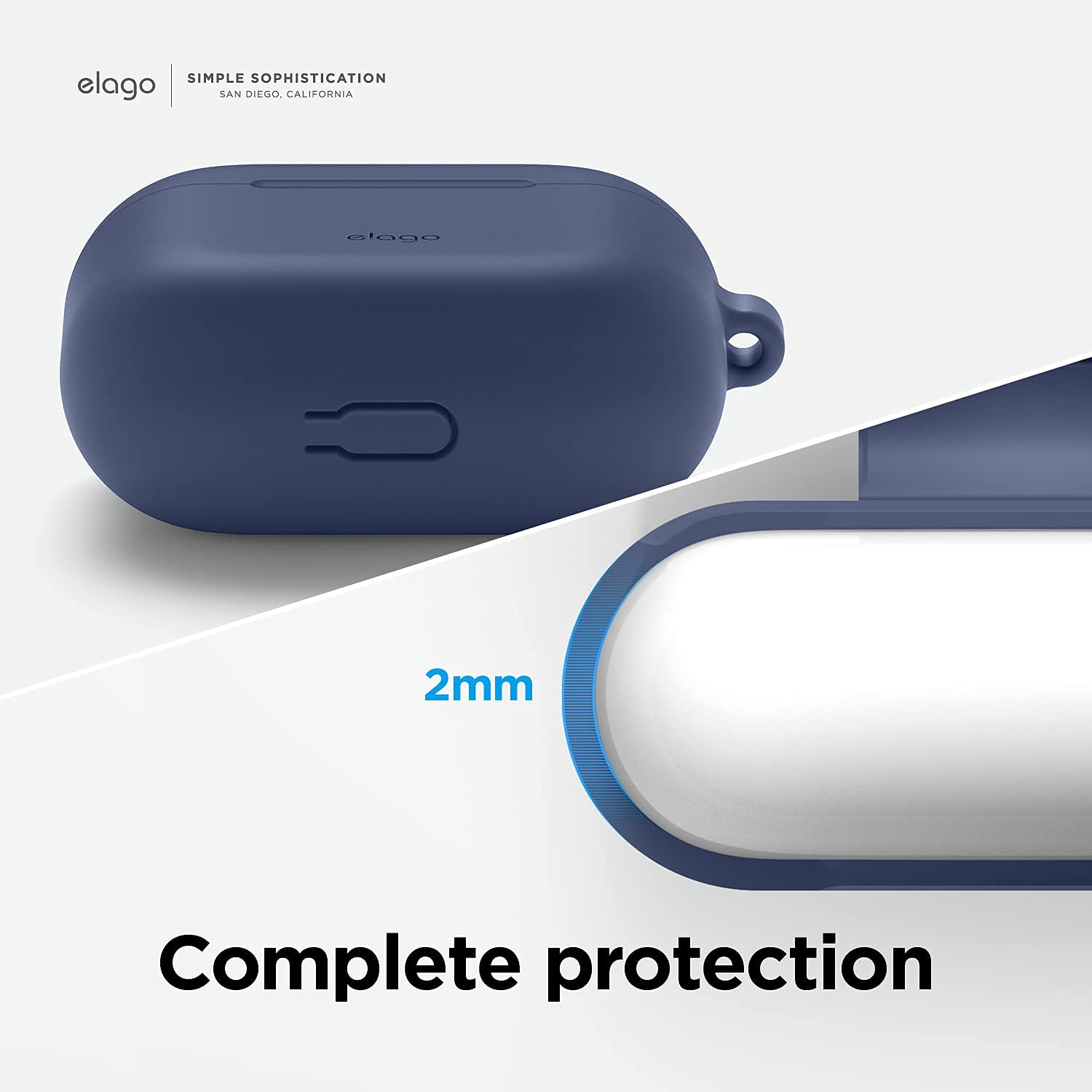 elago Silicone Case Compatible with AirPods 3rd Generation Case - Carabiner Included, Supports Wireless Charging, Shock Resistant, Full Protection