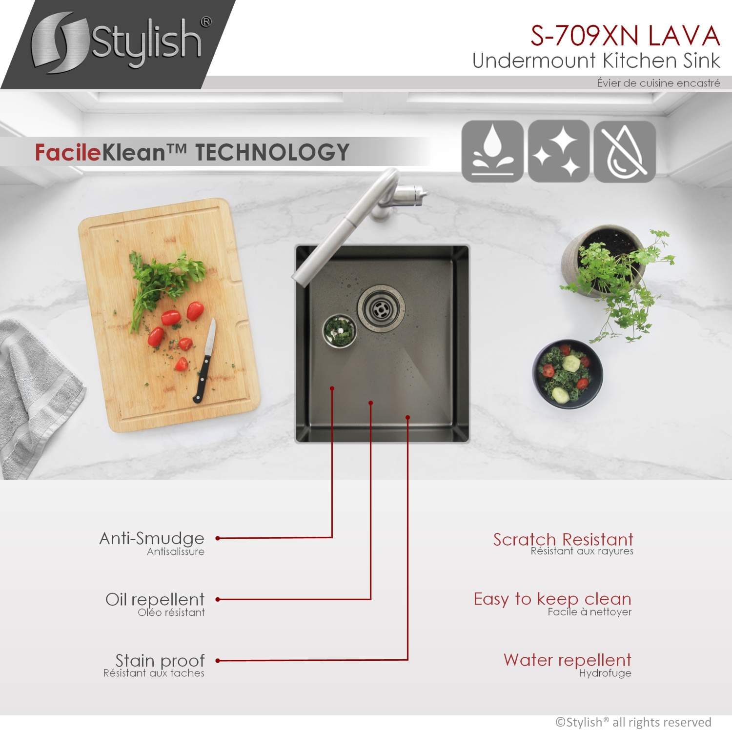 STYLISH 16 inch Graphite Black Single Bowl Undermount Stainless Steel Kitchen Sink with Grid and Basket Strainer