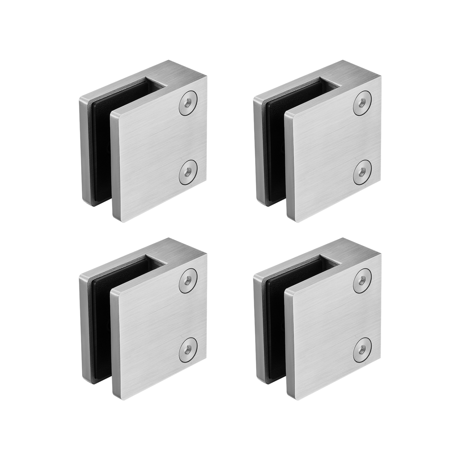 VEVOR 4 PCS Glass Clamp, Square Glass Railing Bracket for 0.31 "-0.47 " Tempered Glass, 304 Stainless Steel Glass Mounting Clamp, Glass Shelf Bracket