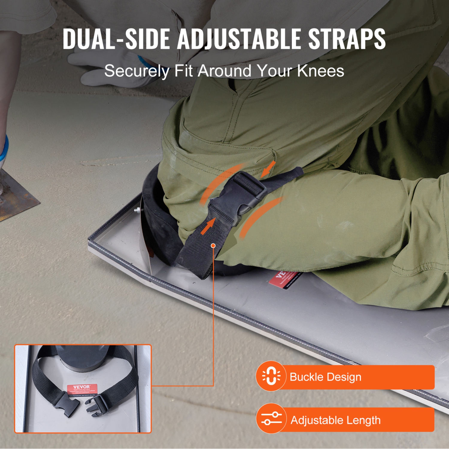 VEVOR 30'' x 10'' Concrete Knee Boards Stainless Steel, Concrete Sliders, Knee Boards For Concrete, Concrete Knee Pads Moving Sliders, with Knee Pads