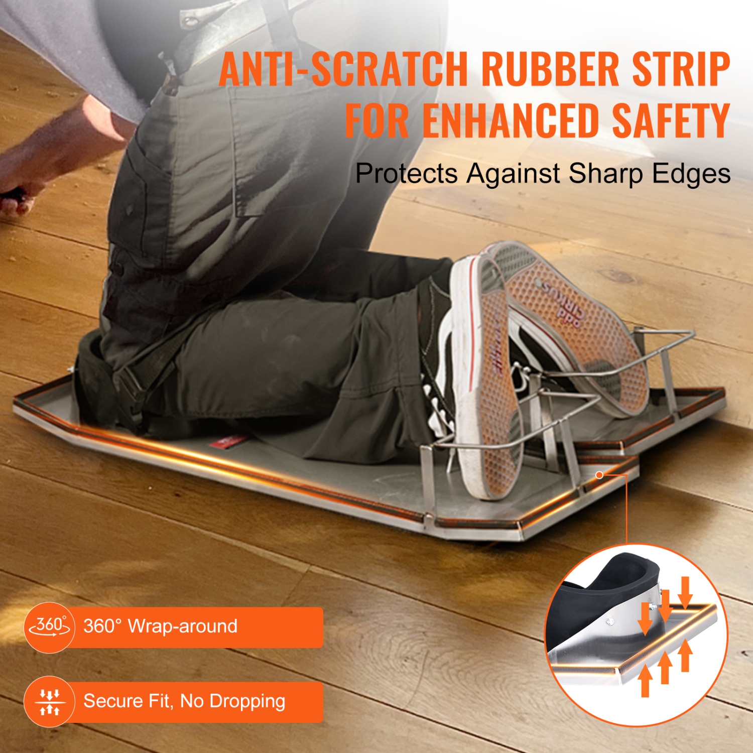 VEVOR 30'' x 10'' Concrete Knee Boards Stainless Steel, Concrete Sliders, Knee Boards For Concrete, Concrete Knee Pads Moving Sliders, with Knee Pads